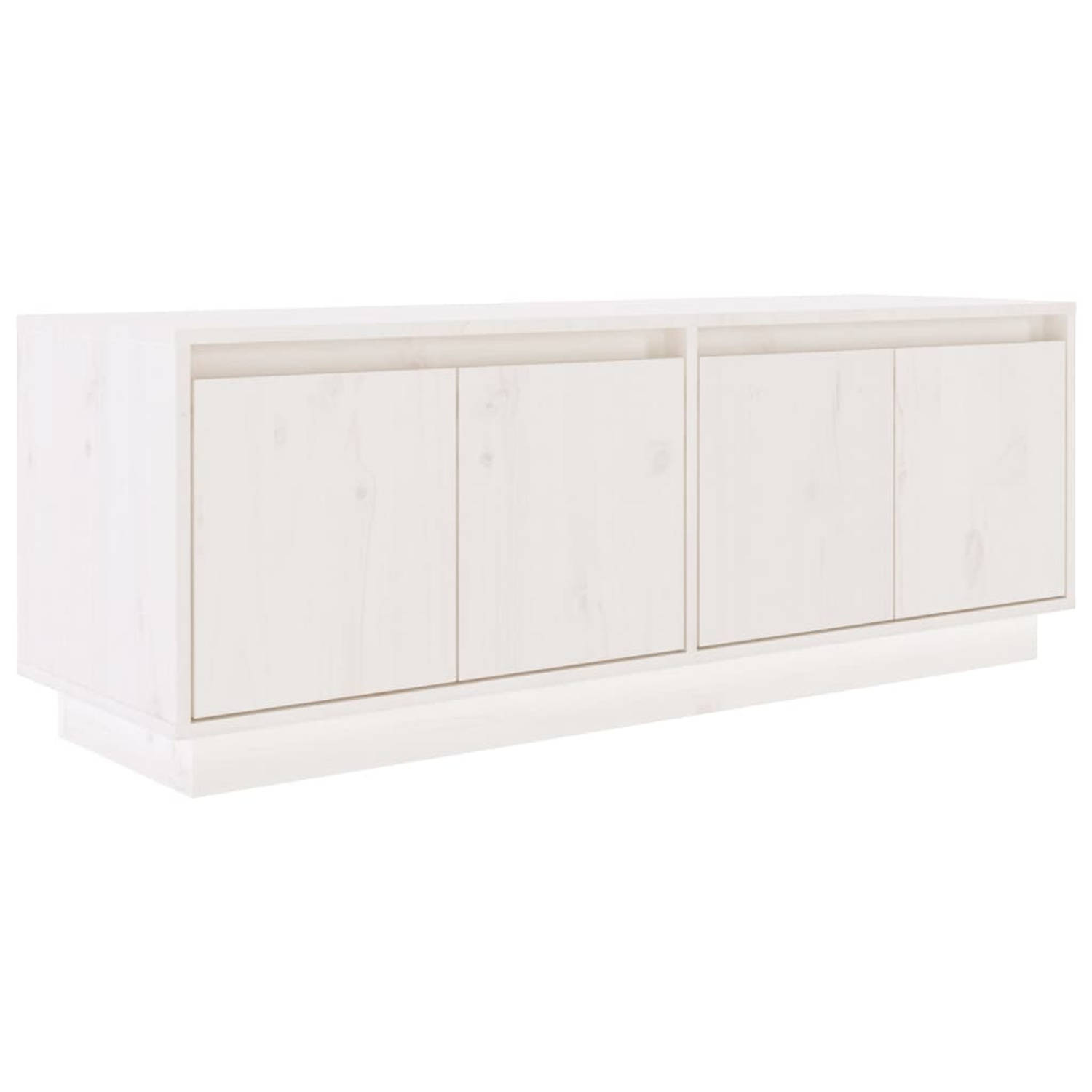 The Living Store TV-meubel - Massief grenenhout - 110 x 34 x 40 cm - Wit