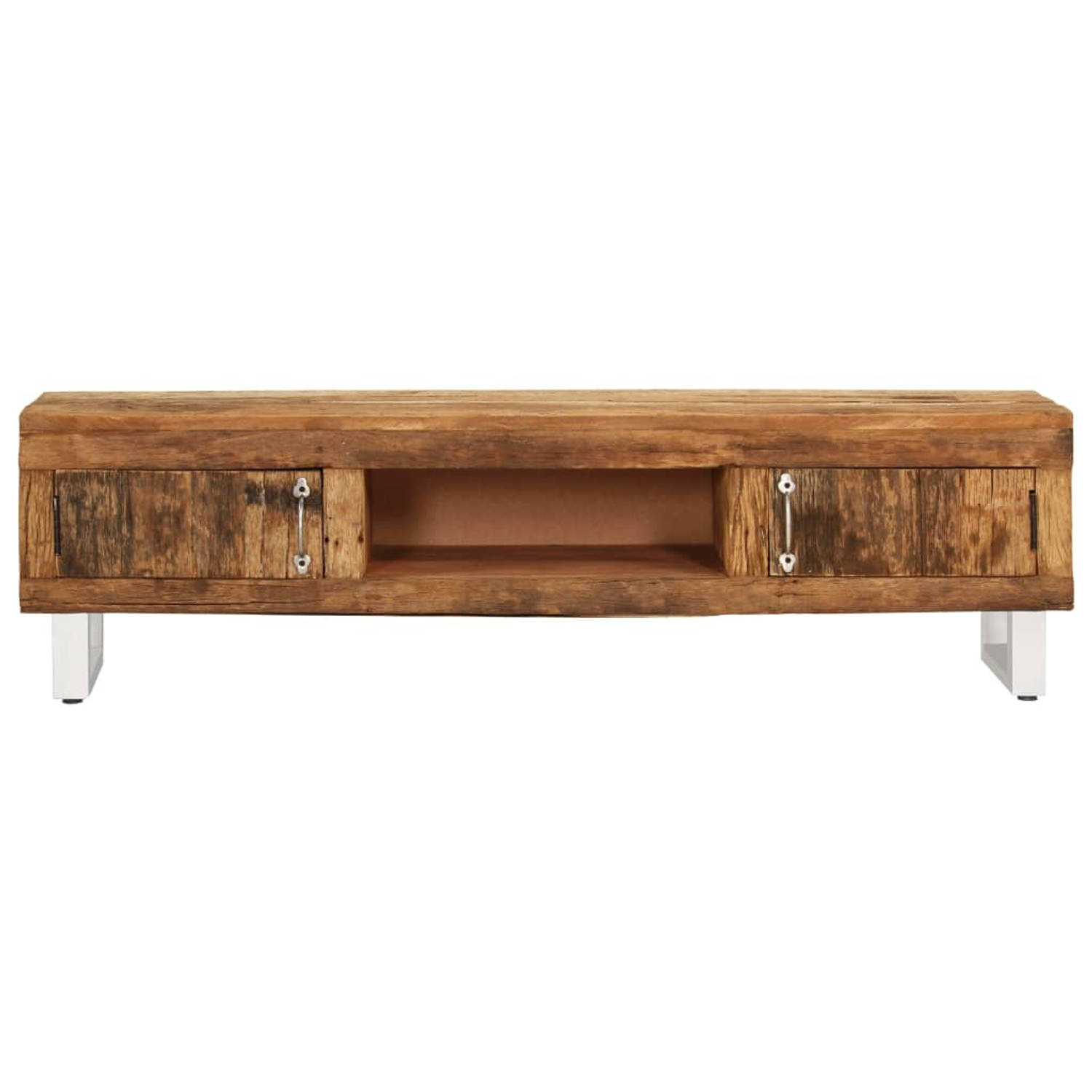 The Living Store TV-meubel Retro Hout 140x30x40 cm Massief gerecycled hout 2 deuren The Living Store