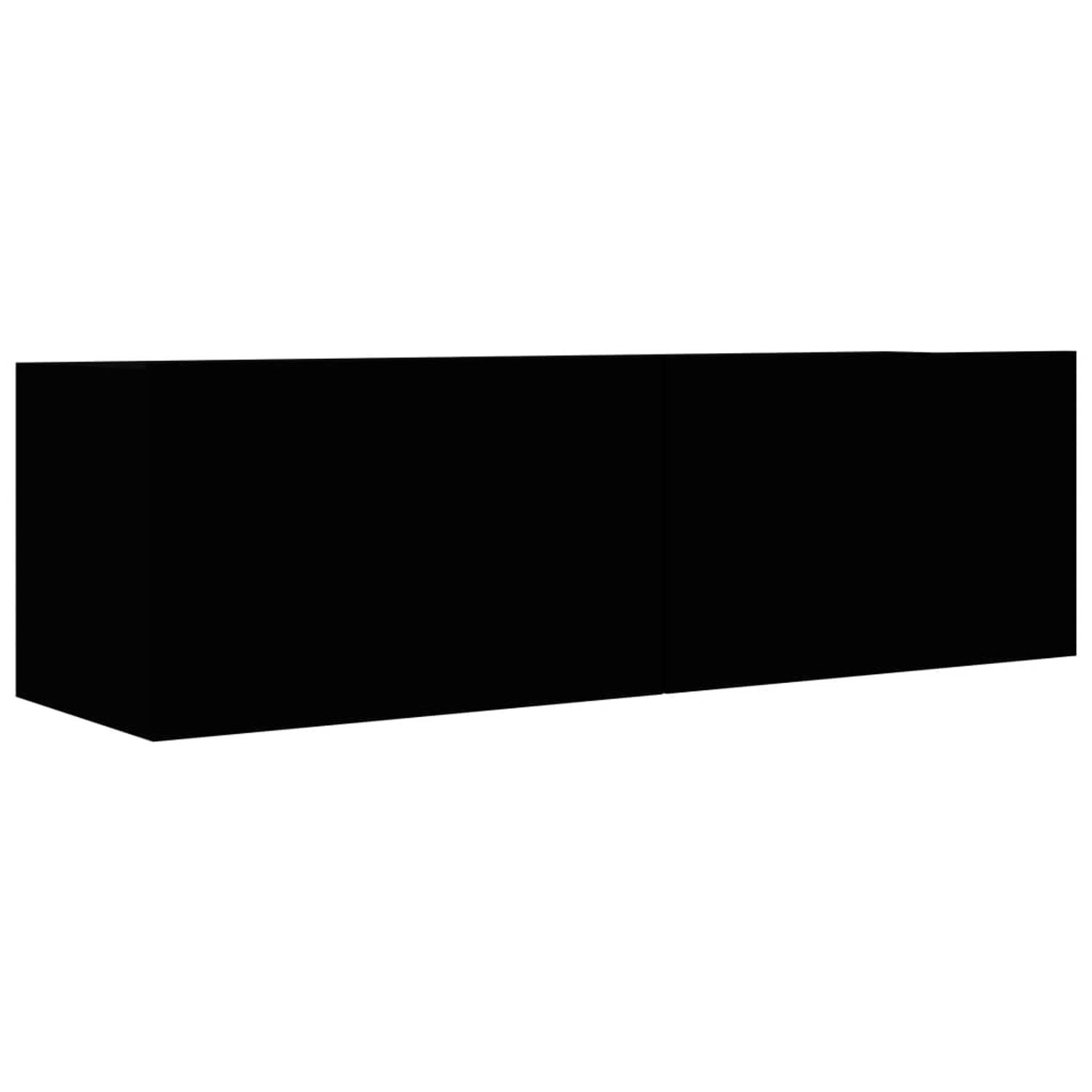 The Living Store Tv-meubel 100x30x30 cm bewerkt hout zwart