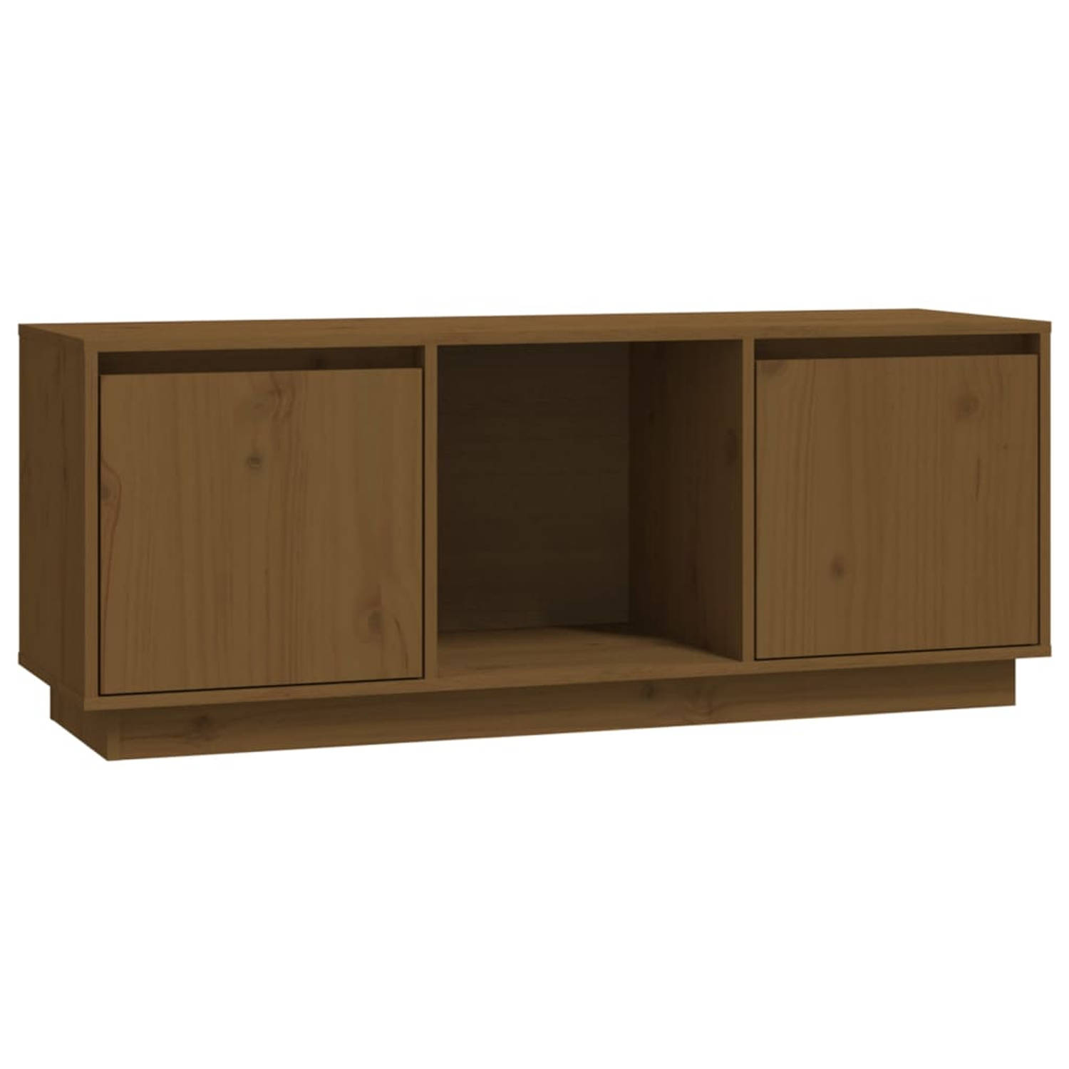 The Living Store TV-meubel Grenenhout Honingbruin 110.5x35x44 cm - praktisch en modern