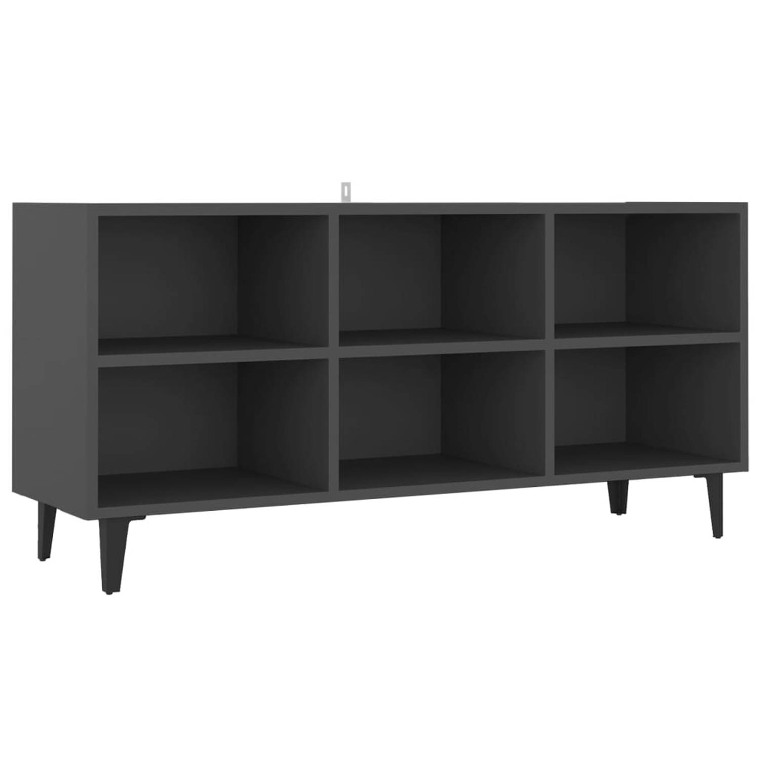 The Living Store Tv-meubel Industrieel - 103.5 x 30 x 50 cm - Grijs - 6 vakken - 4 poten