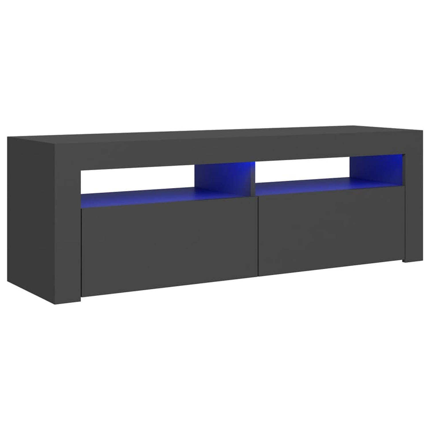 The Living Store TV-meubel LED-verlichting grijs 120 x 35 x 40 cm - trendy ontwerp - stevige constructie