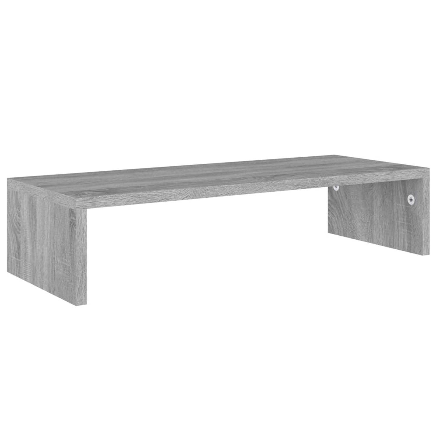 The Living Store Monitorstandaard - Grijs Sonoma Eiken - 60 x 23.5 x 12 cm - Duurzaam materiaal en opbergruimte