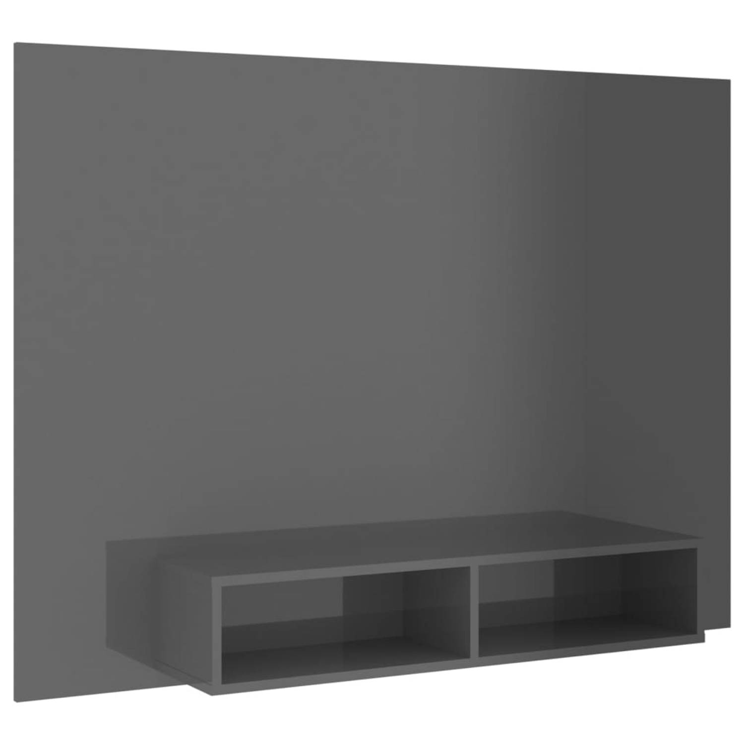 The Living Store Tv-wandmeubel 135x23-5x90 cm spaanplaat hoogglans grijs - Kast