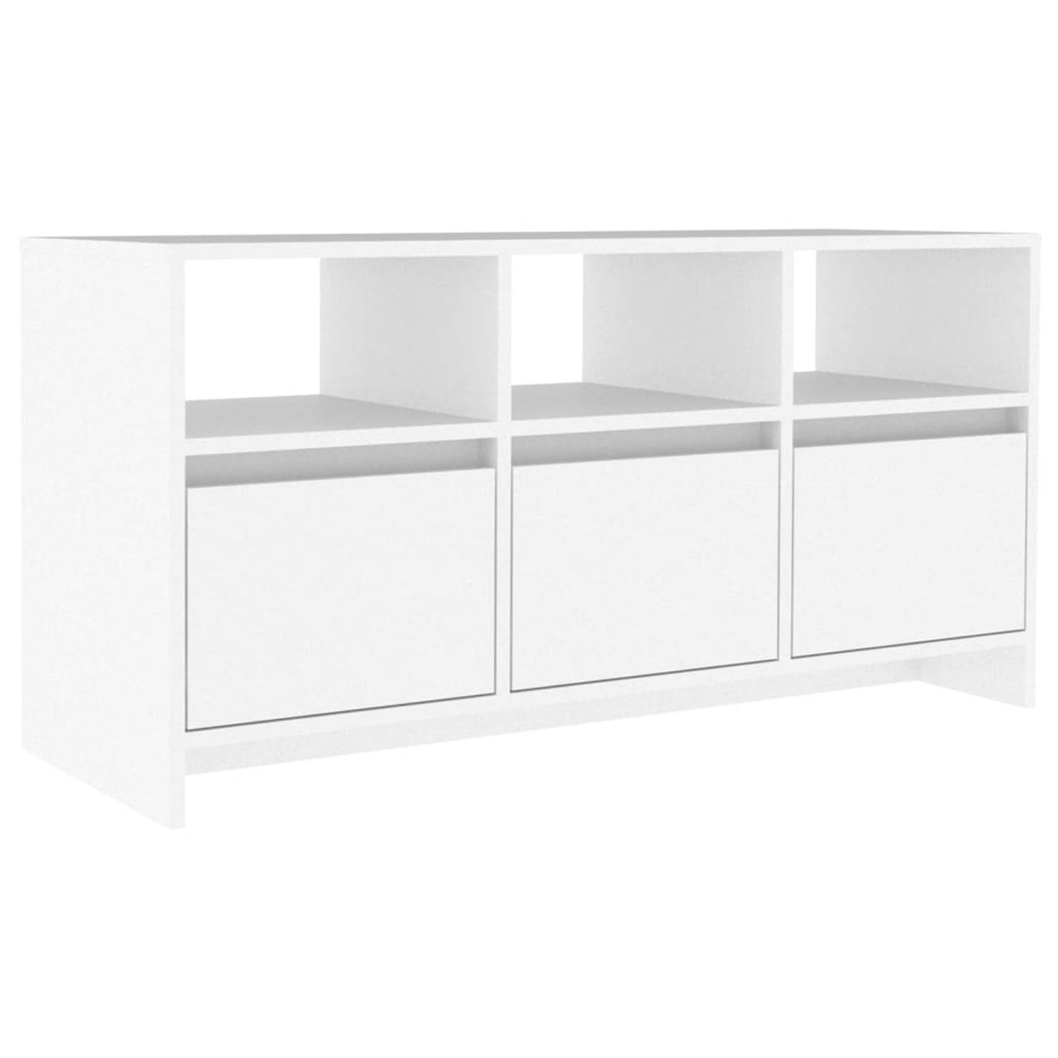 The Living Store Televisiemeubel Woonkamer - 102 x 37.5 x 52.5 - Wit