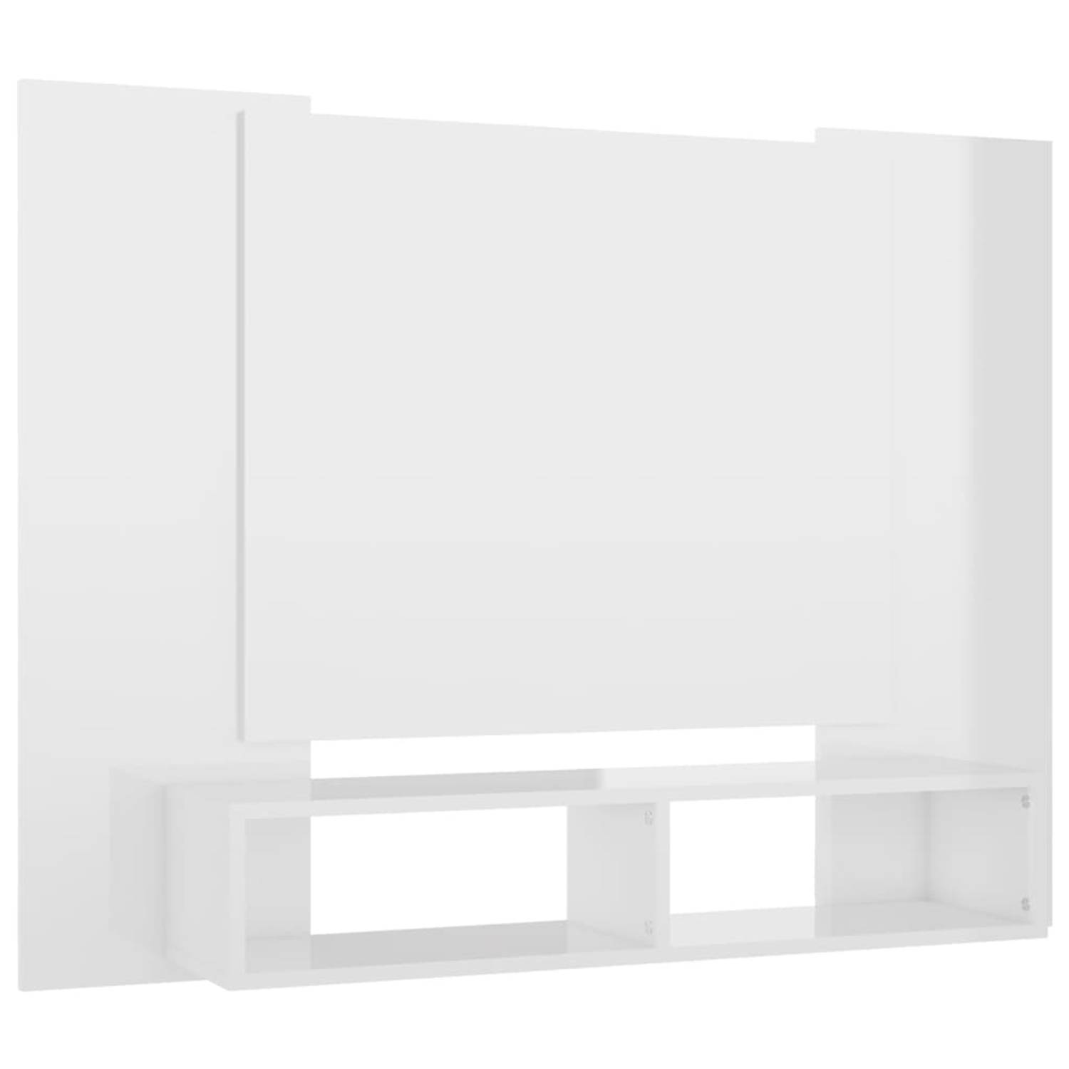 The Living Store TV-wandmeubel - Hoogglans wit - 120 x 23.5 x 90 cm - Spaanplaat