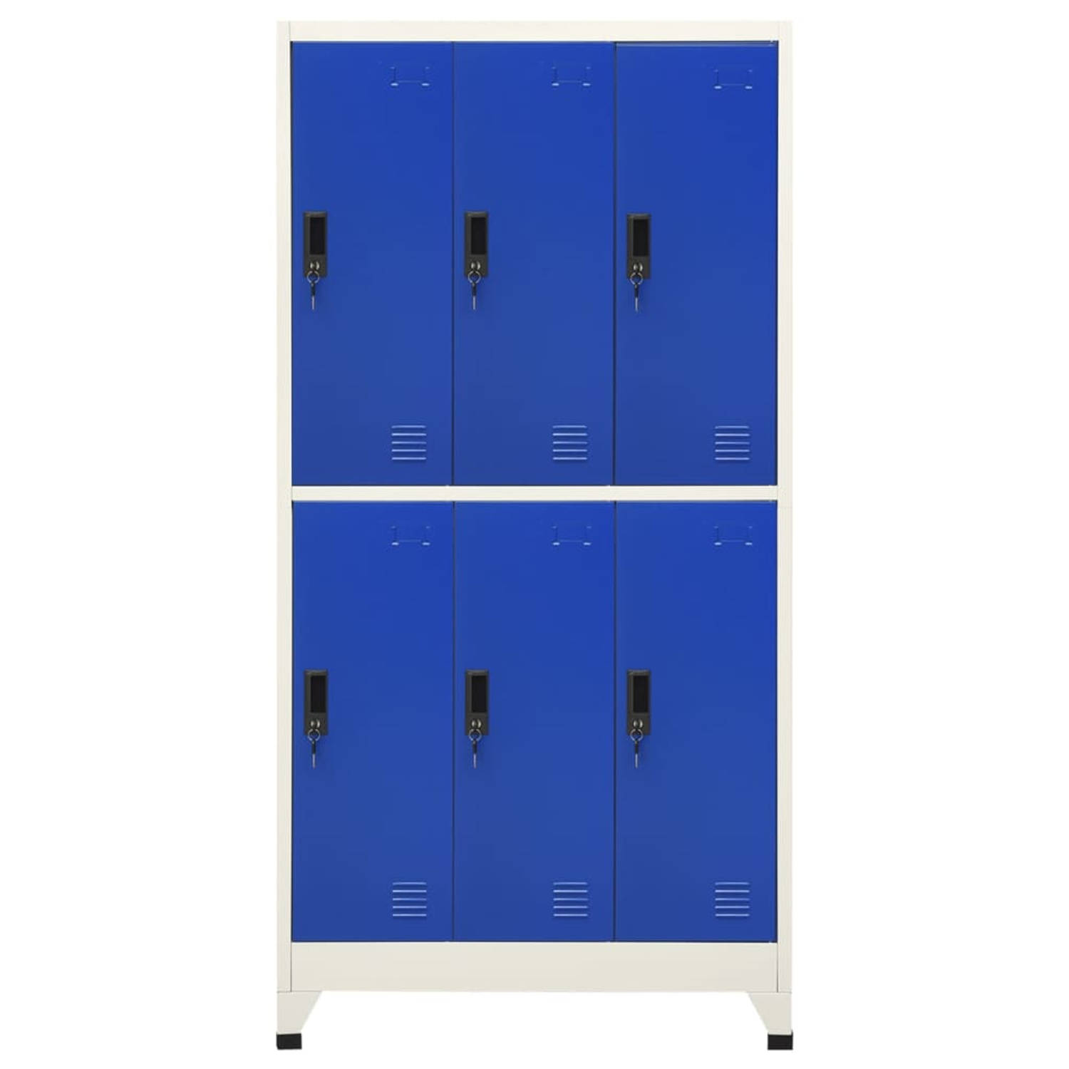 The Living Store Lockerkast 90x45x180 cm staal grijs en blauw - Kast