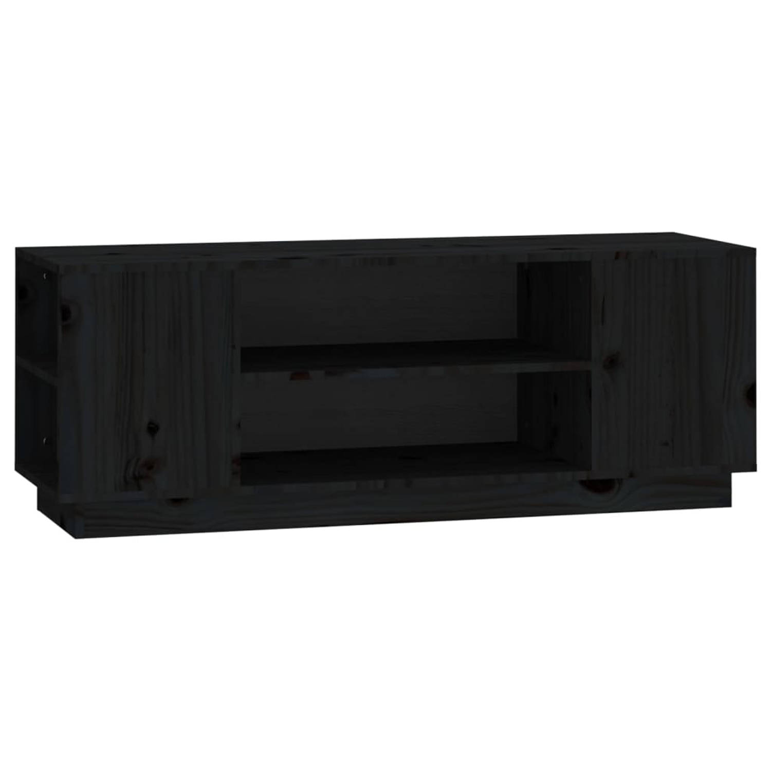The Living Store Tv-meubel 110x35x40-5 cm massief grenenhout zwart - Kast