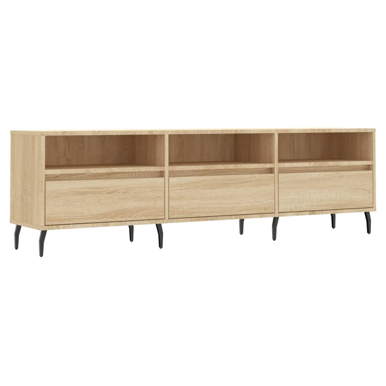 The Living Store Tv-meubel 150x30x44-5 cm bewerkt hout sonoma eikenkleurig - Kast