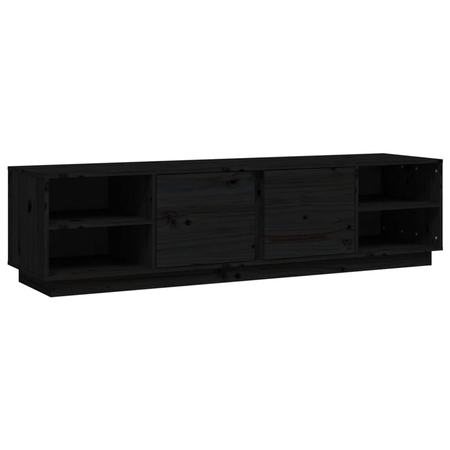 The Living Store Tv-meubel 156x40x40 cm massief grenenhout zwart - Kast