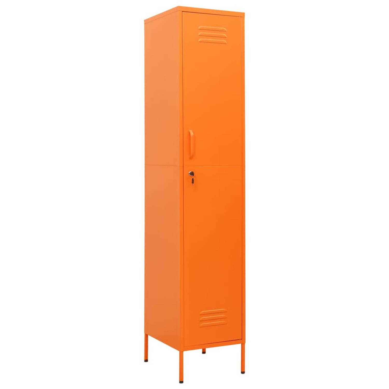 The Living Store lockerkast Oranje Staal - 35 x 46 x 180 cm - Inclusief slot - Verstelbare schappen - Draagvermogen 40 kg - Montage vereist