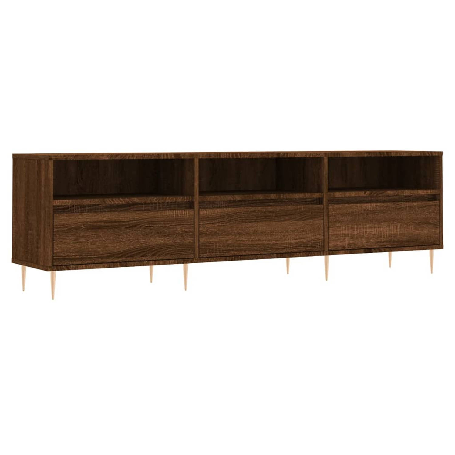 The Living Store Tv-meubel - Bruineiken - 150 x 30 x 44.5 cm - Bewerkt hout en ijzer