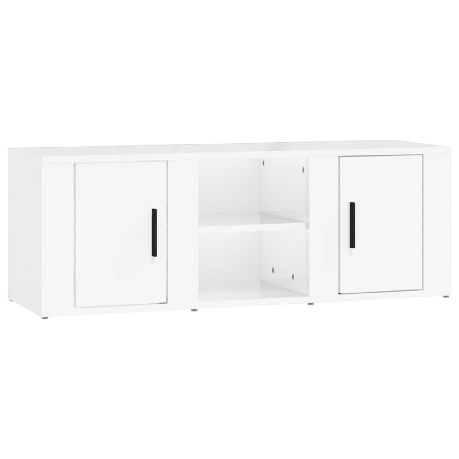 The Living Store TV-meubel - Hoogglans wit - 100 x 31.5 x 35 cm - Stevig materiaal