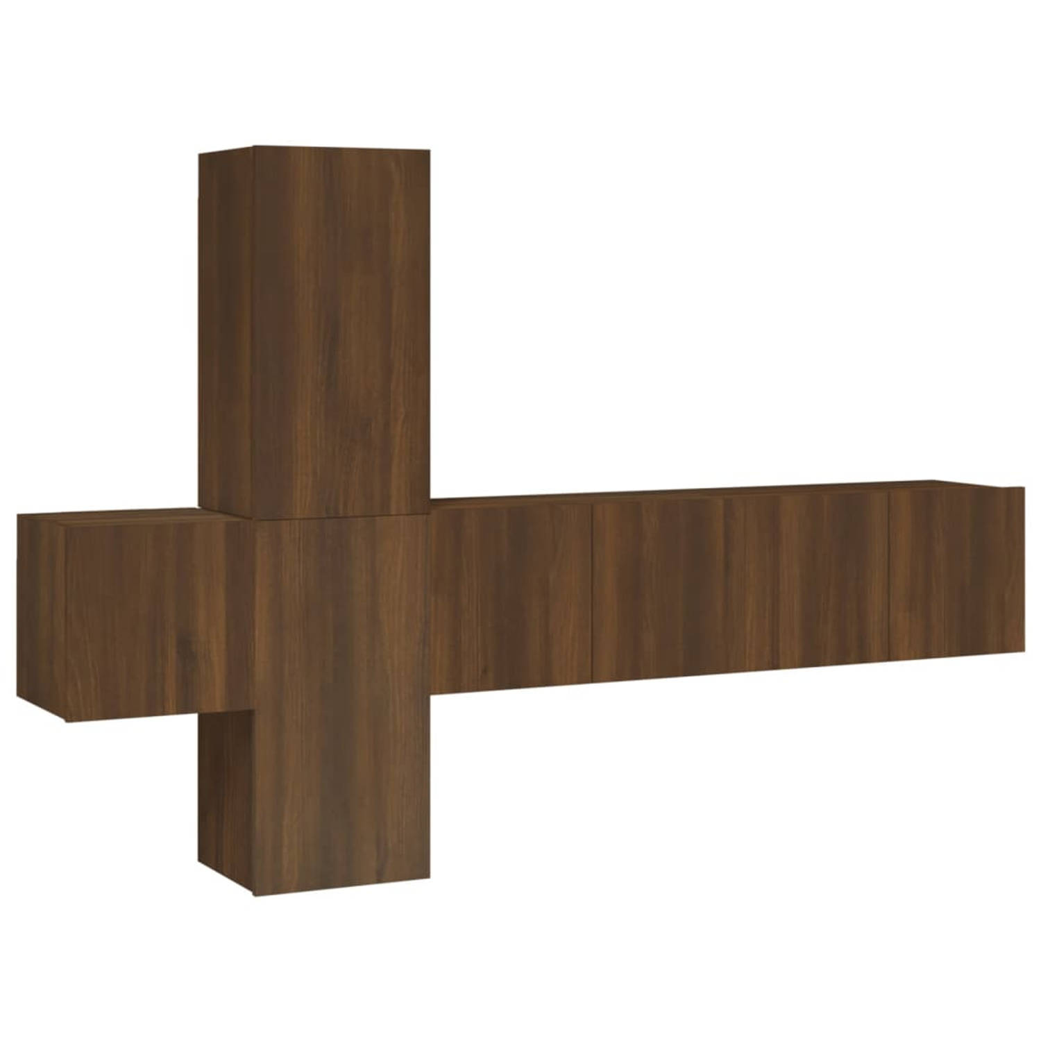 The Living Store 5-delige Tv-meubelset bewerkt hout bruineikenkleurig - Kast