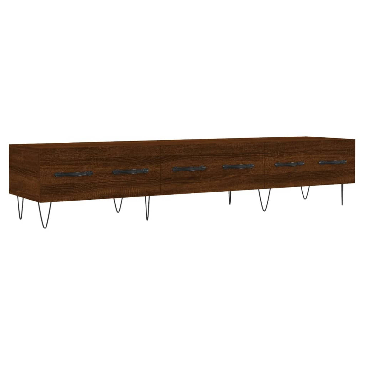 The Living Store Tv-meubel 150x36x30 cm bewerkt hout bruineikenkleurig - Kast