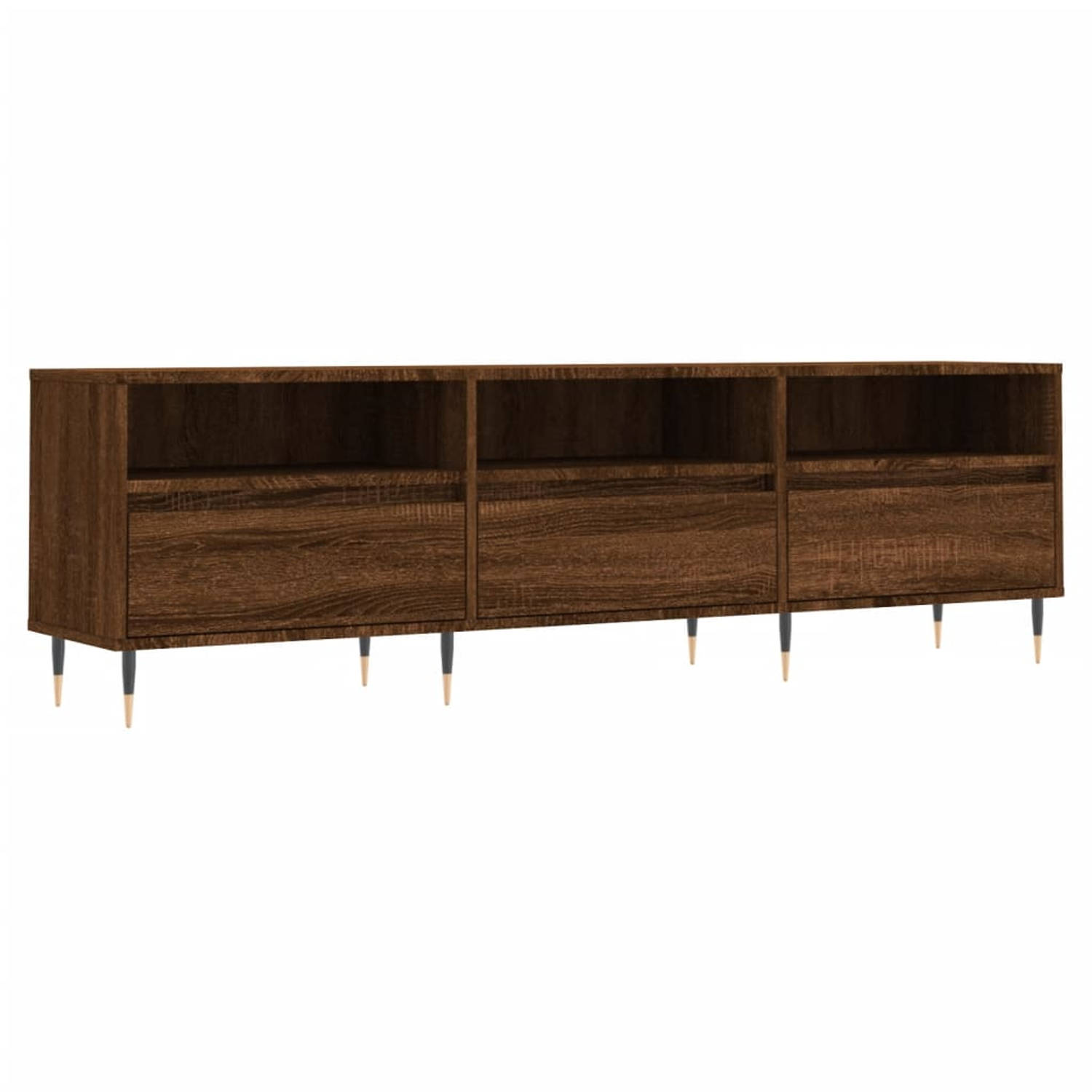 The Living Store Tv-meubel 150x30x44-5 cm bewerkt hout bruineikenkleurig - Kast