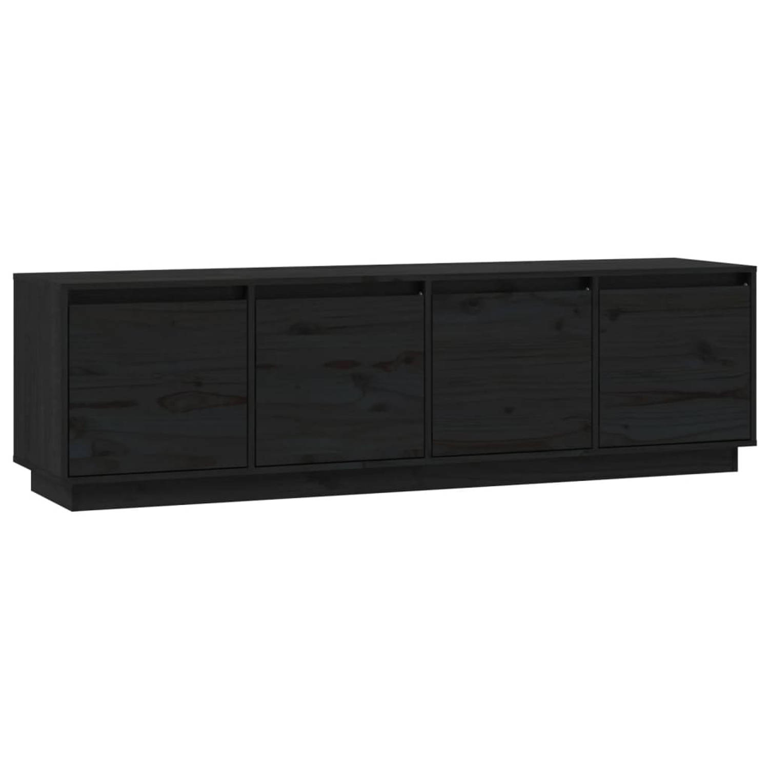 The Living Store Tv-meubel 156x37x45 cm massief grenenhout zwart - Kast