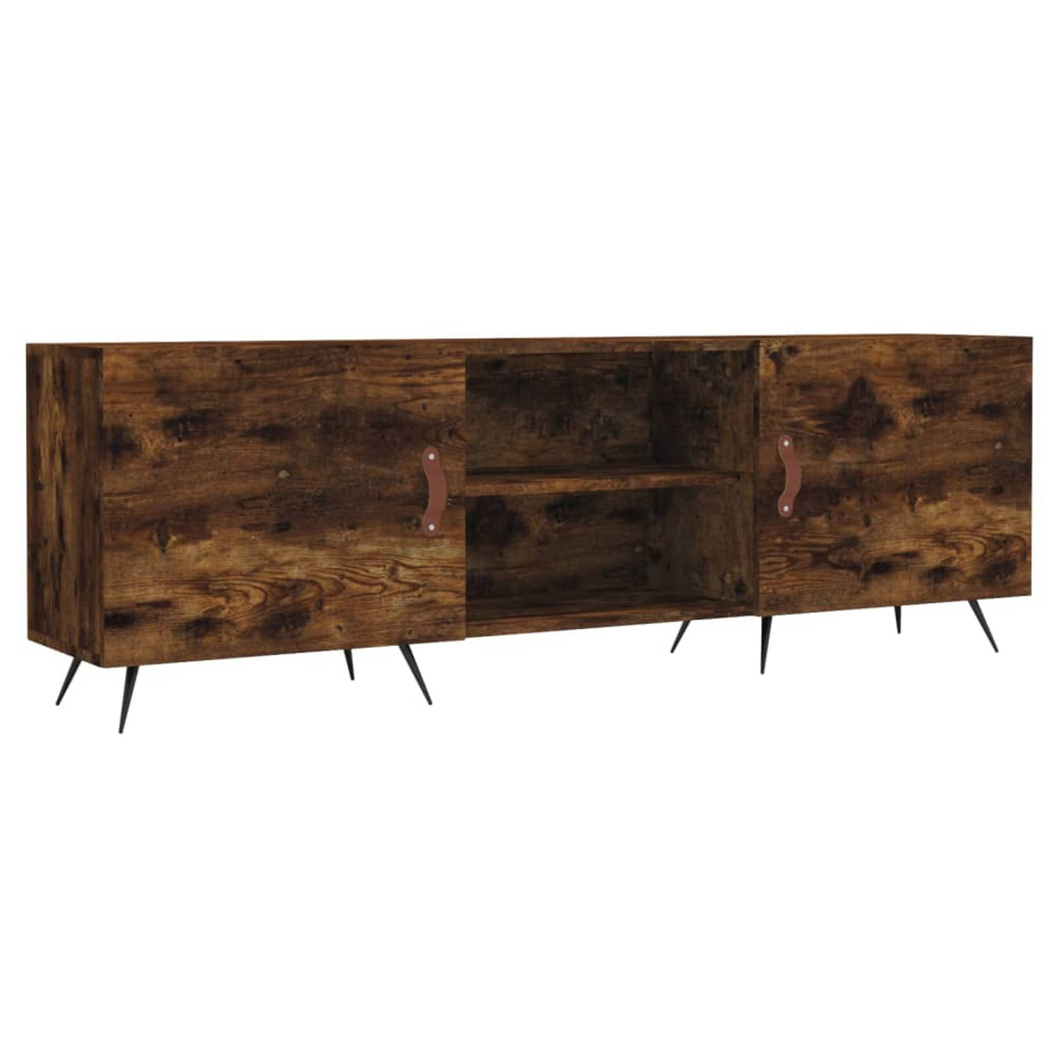 The Living Store Tv-meubel 150x30x50 cm bewerkt hout gerookt eikenkleurig - Kast