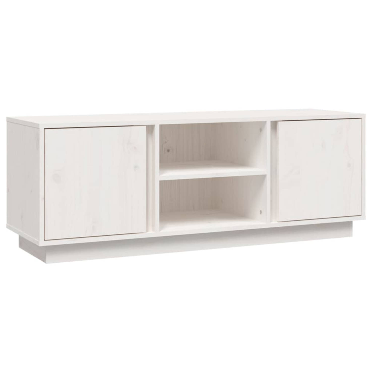 The Living Store Tv-kast Grenenhout Wit 110 x 35 x 40.5 cm