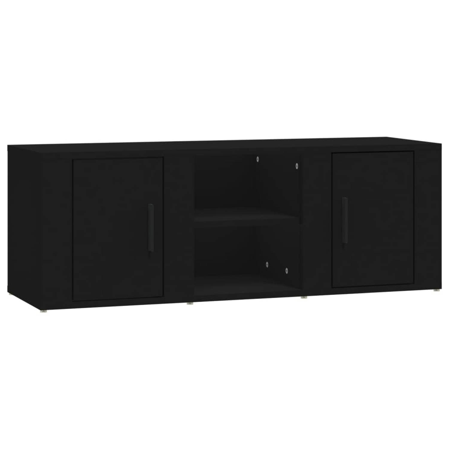 The Living Store TV-meubel - zwart - 100 x 31.5 x 35 cm - trendy design met praktische opbergruimte