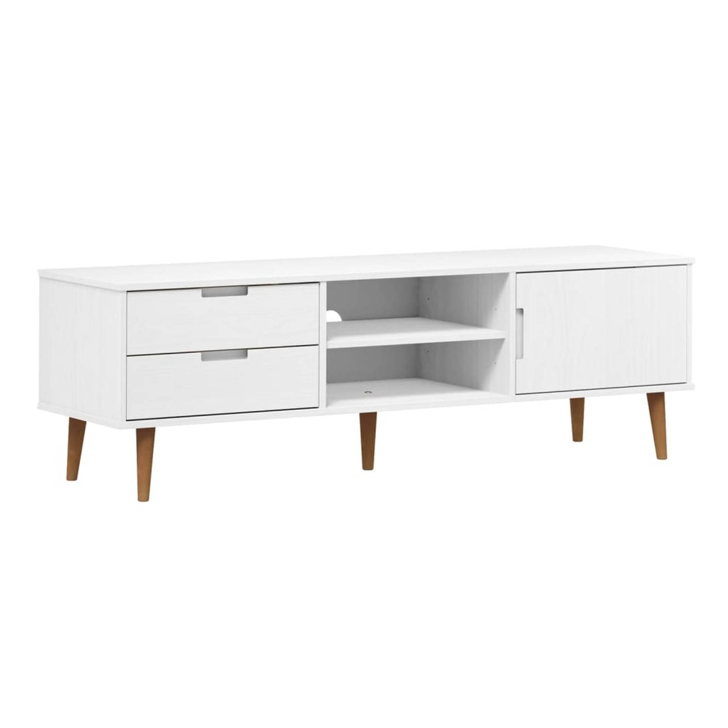 The Living Store MOLDE Tv-kast 158x40x49 cm Wit Massief grenenhout
