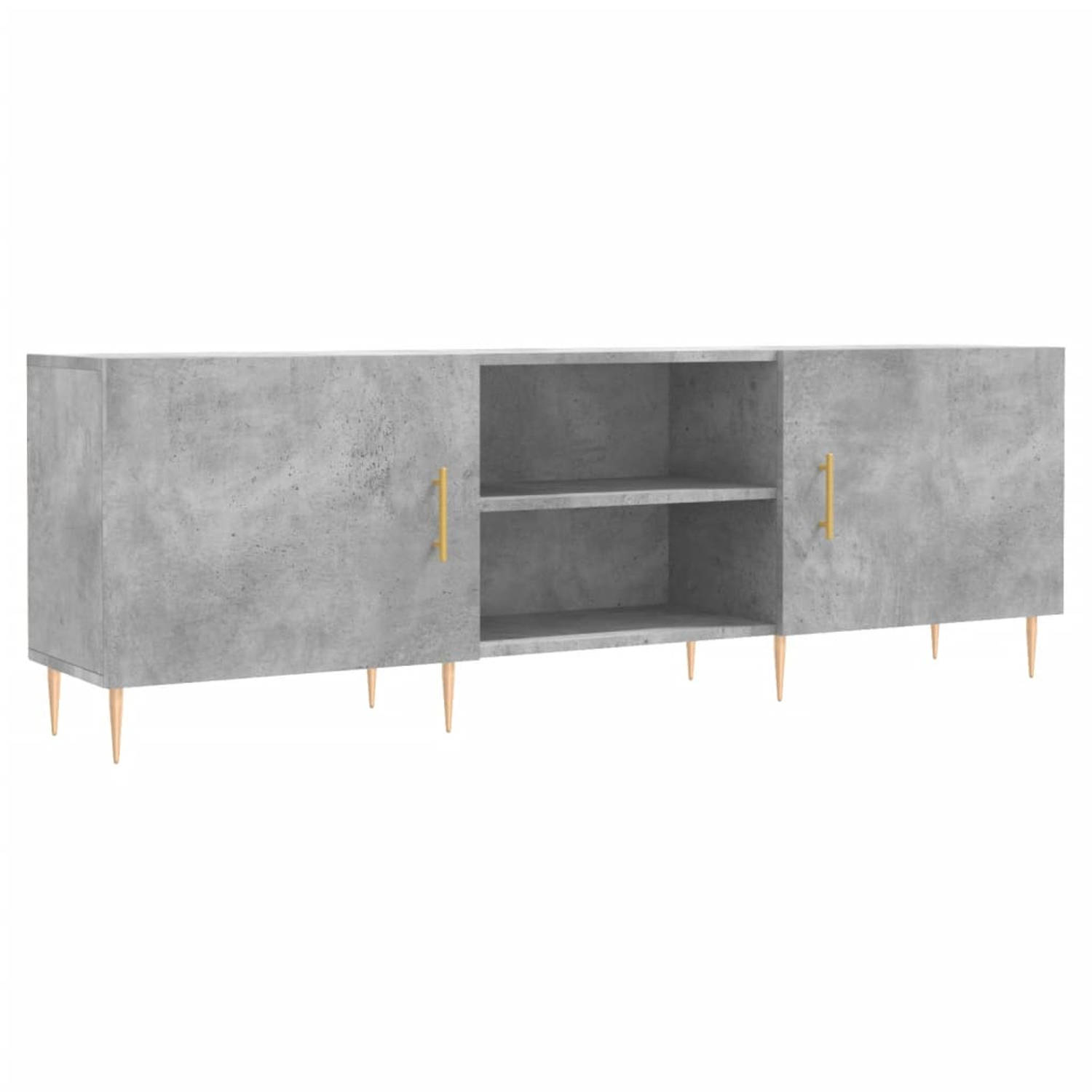 The Living Store Tv-meubel Betongrijs 150x30x50 cm bewerkt hout en ijzer