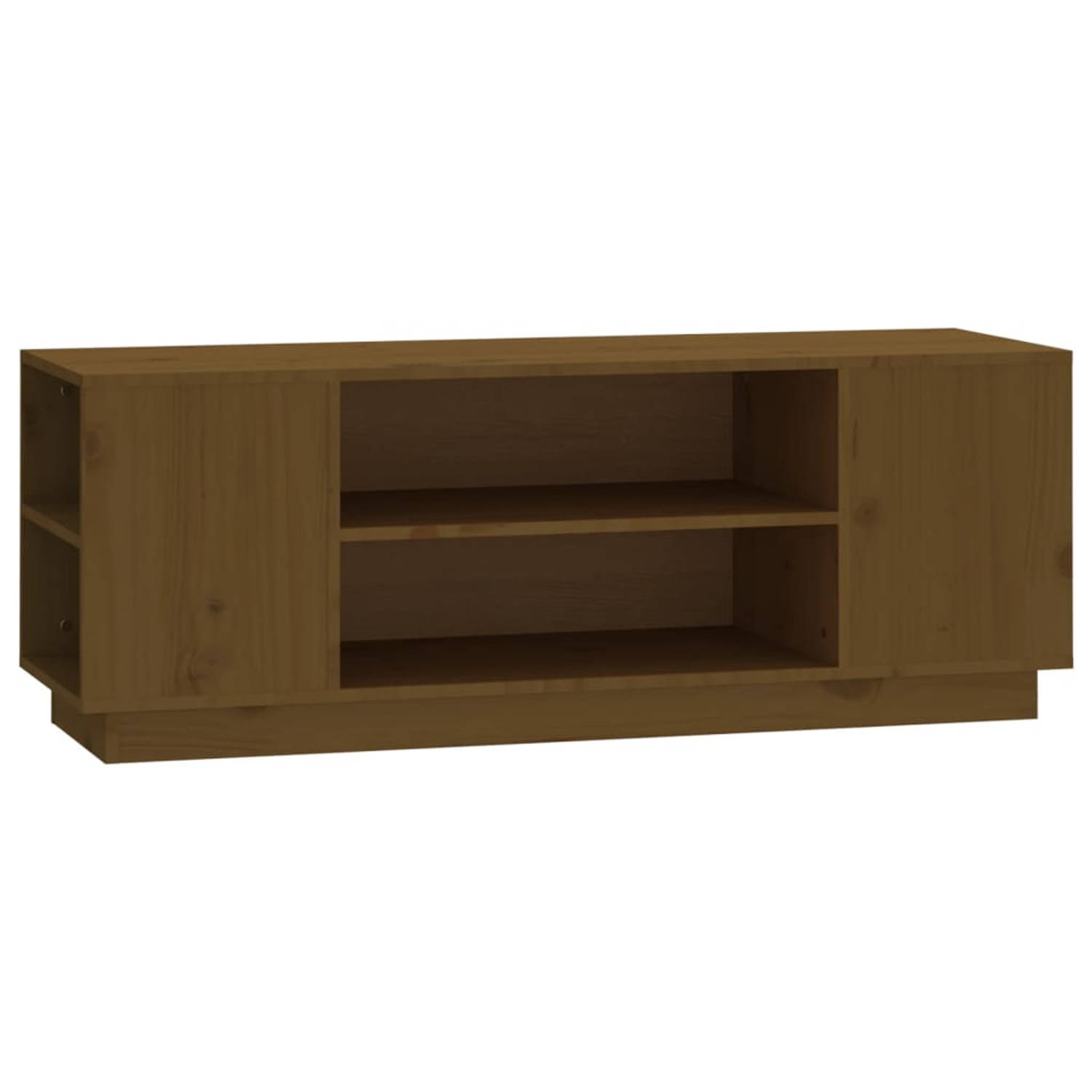The Living Store Tv-meubel 110x35x40-5 cm massief grenenhout honingbruin - Kast