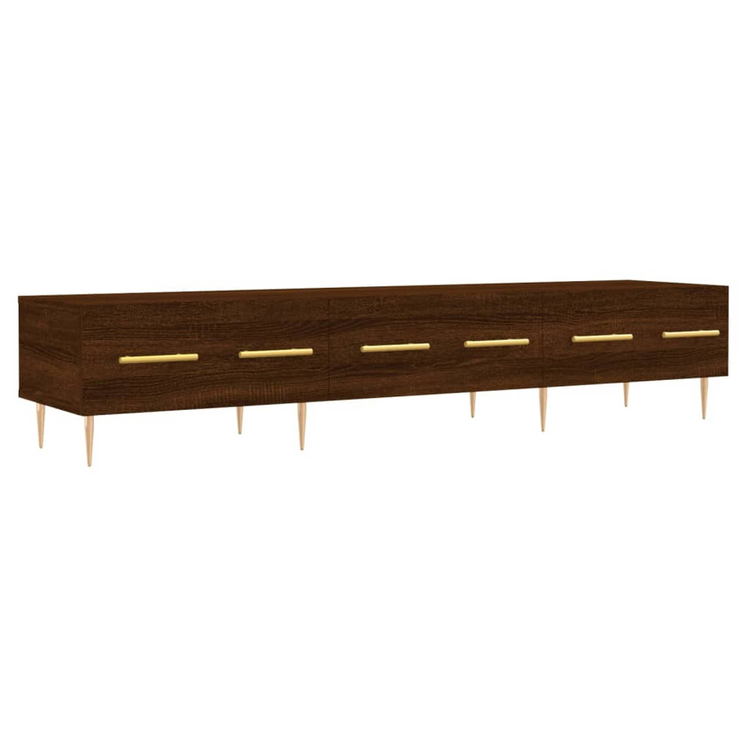 The Living Store Tv-meubel Trendy Bruineiken - 150 x 36 x 30 cm - Stevig bewerkt hout en ijzer