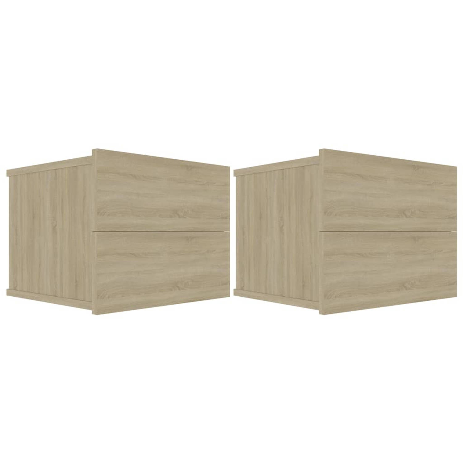 The Living Store Nachtkastjes 2 st 40x30x30 cm spaanplaat sonoma eikenkleurig - Kast