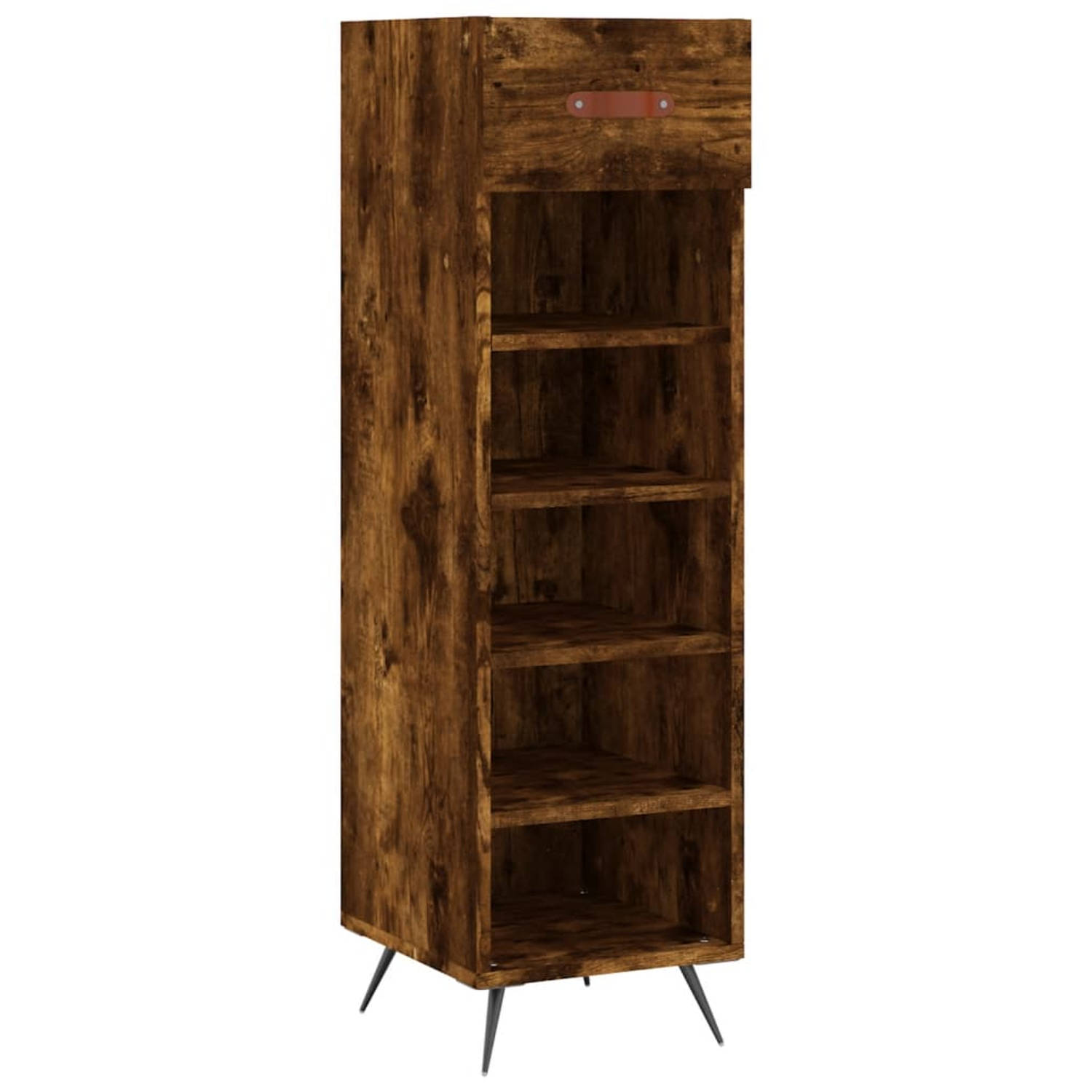 The Living Store Schoenenkast - Gerookt Eiken - Meubelen - 30x35x105 cm - Duurzaam materiaal