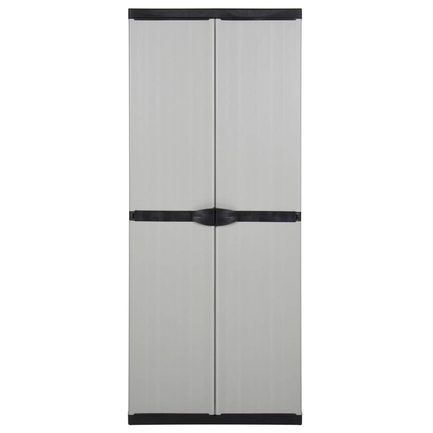 The Living Store Tuinkast met 3 schappen 68x40x168 cm grijs en zwart - Kast