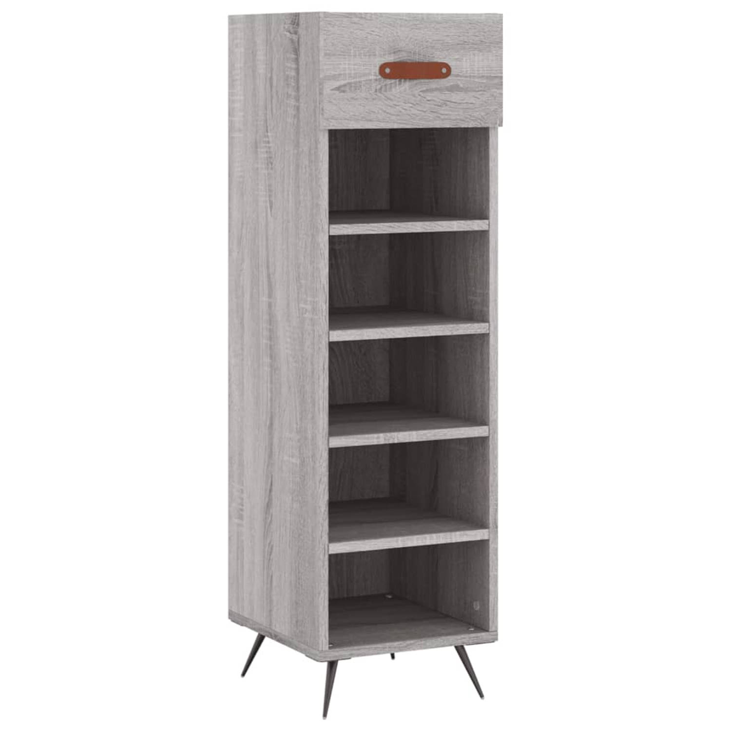 The Living Store Schoenenkast - Grijs Sonoma Eiken - 30 x 35 x 105 cm - Duurzaam materiaal