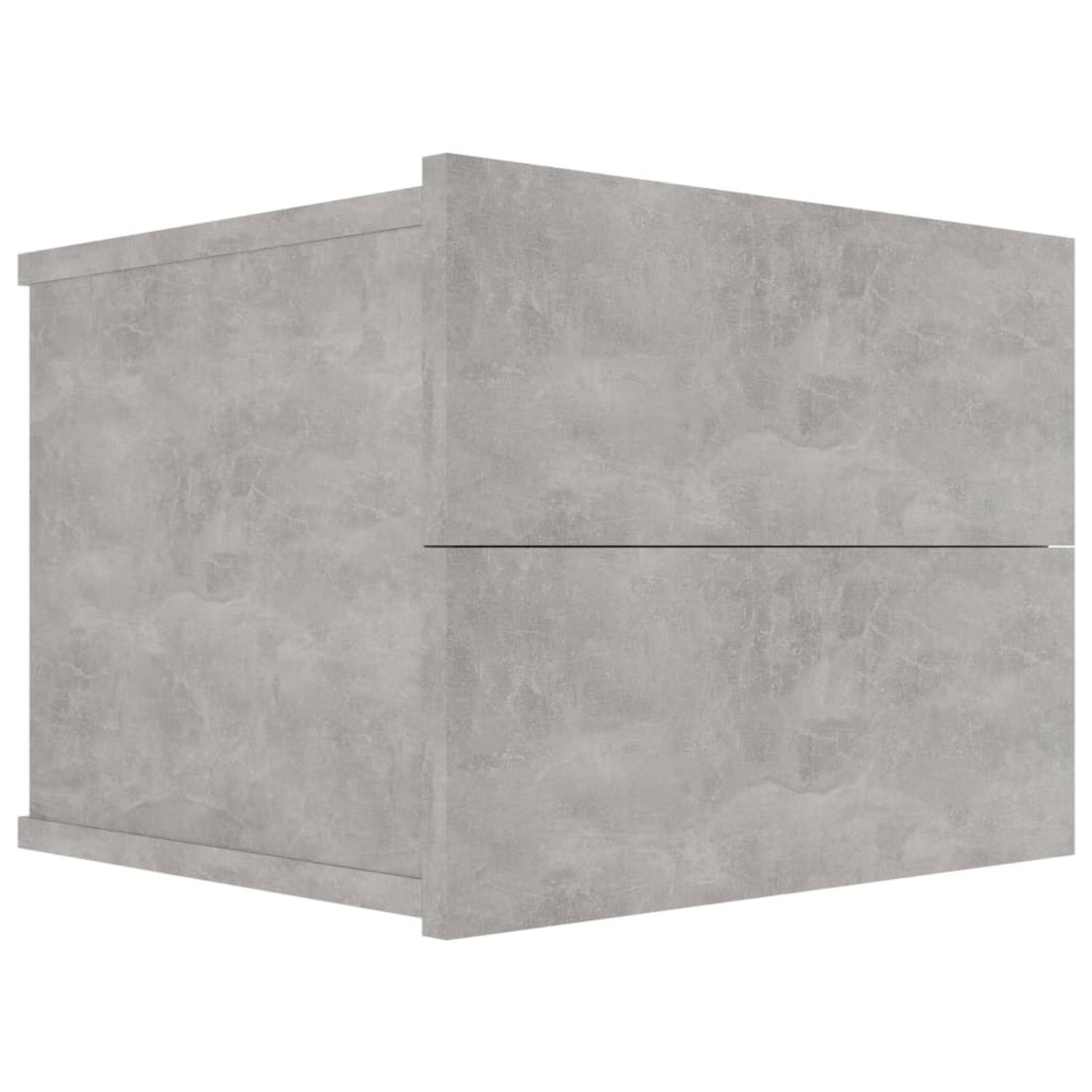 The Living Store Nachtkastje 40x30x30 cm spaanplaat betongrijs - Kast
