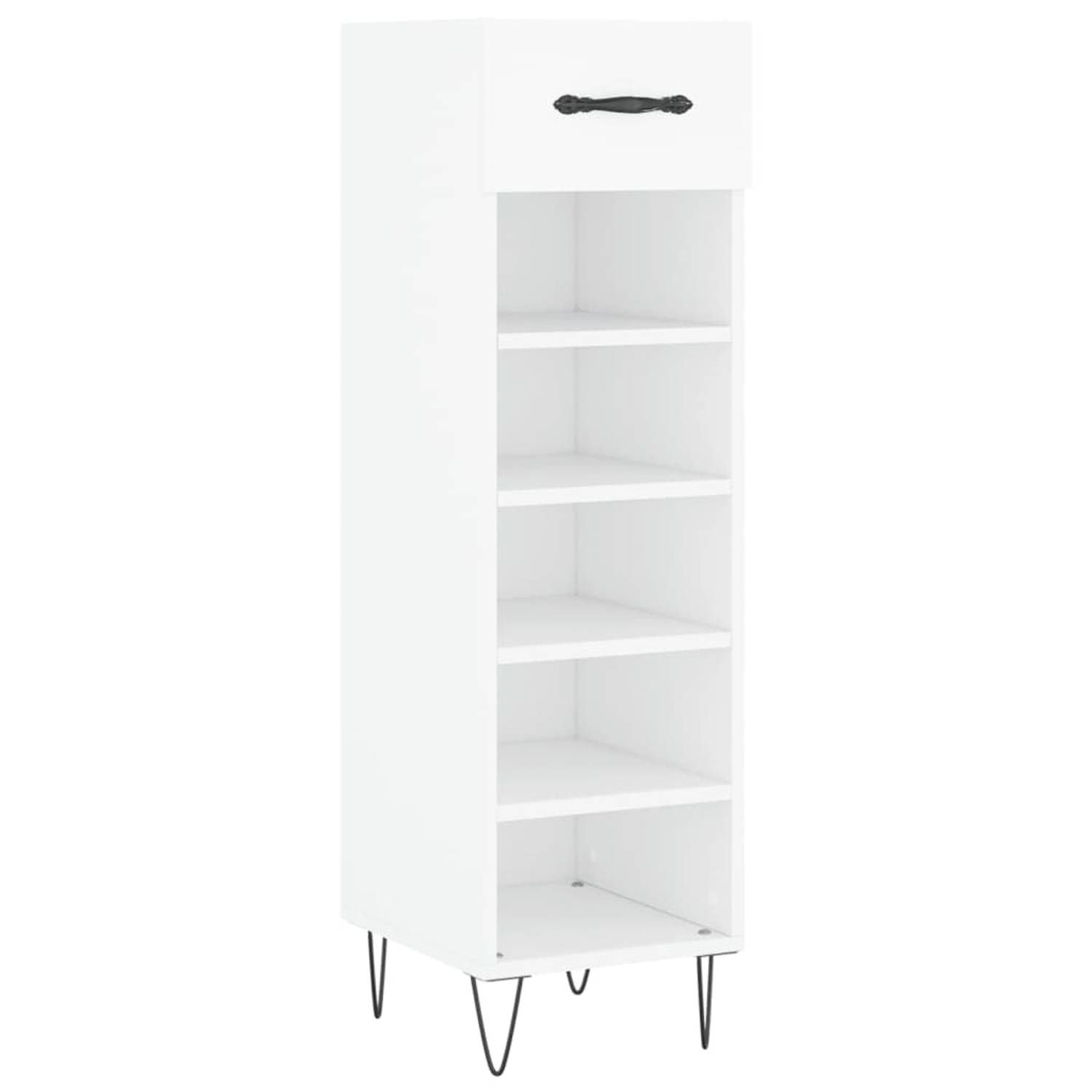 The Living Store Schoenenkast - Wit - 30 x 35 x 105 cm - Duurzaam materiaal