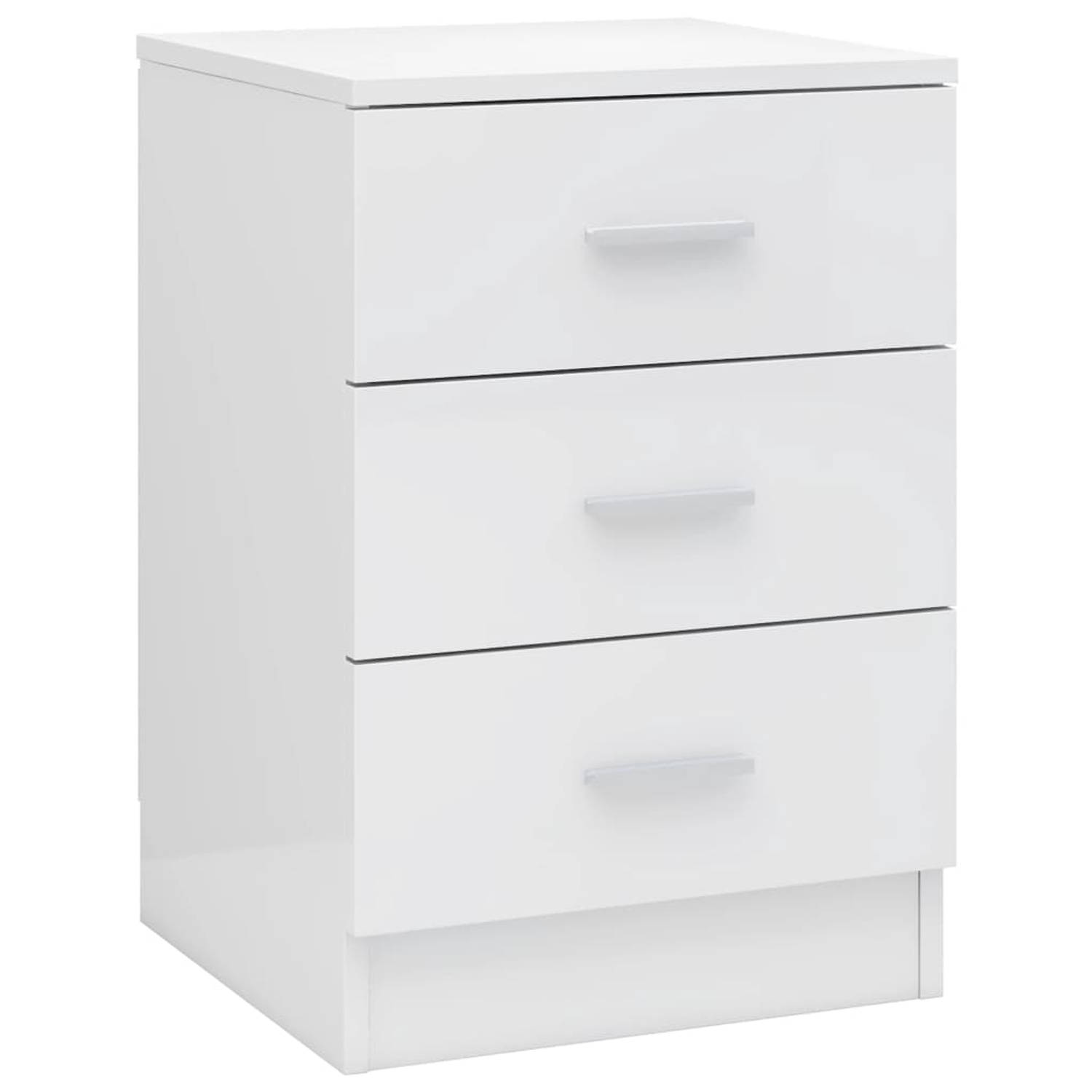 The Living Store nachtkastje Classic - Hout - 38 x 35 x 56 cm - Hoogglans wit