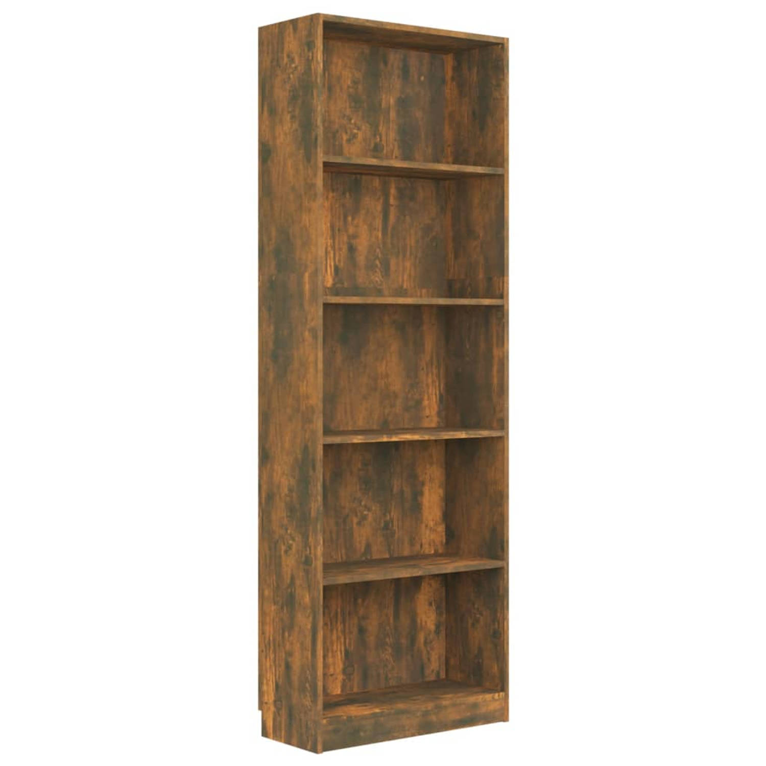 The Living Store Boekenkast 60x24x175 cm bewerkt hout gerookt eikenkleurig - Kast