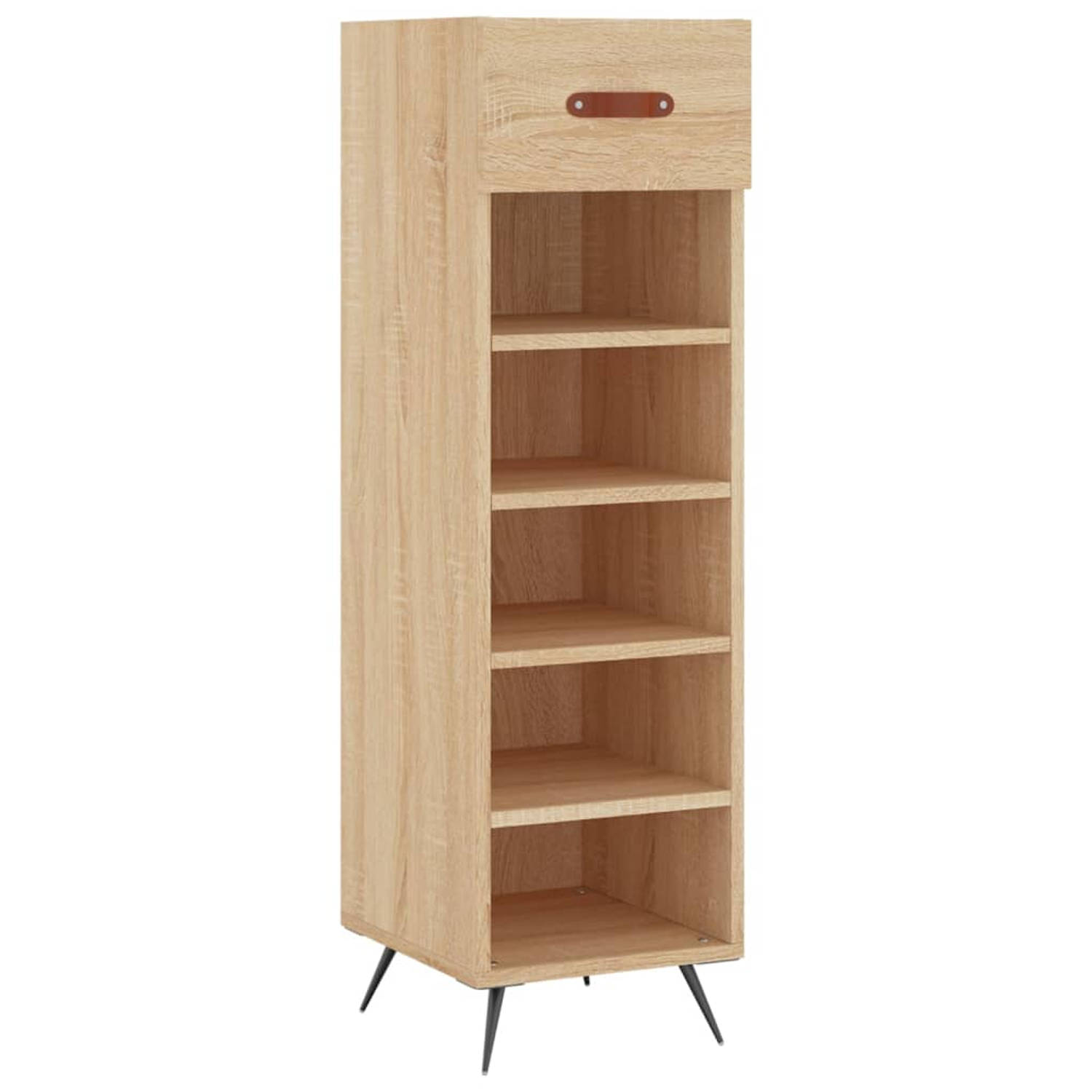 The Living Store Schoenenkast 30x35x105 cm bewerkt hout sonoma eikenkleurig - Kast