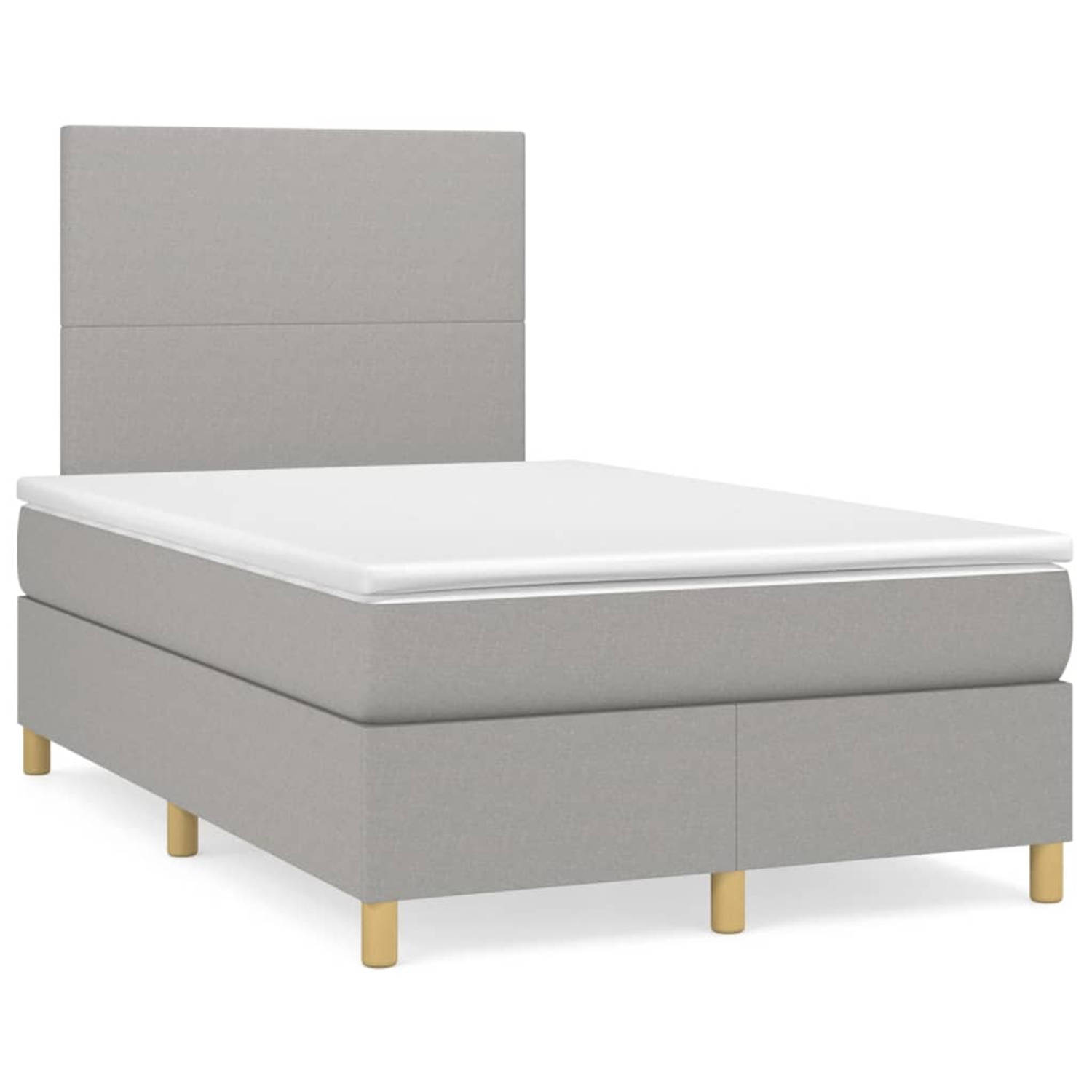 The Living Store Boxspring met matras stof lichtgrijs 120x200 cm - Boxspring - Boxsprings - Bed - Slaapmeubel - Boxspringbed - Boxspring Bed - Tweepersoonsbed - Bed Met Matras - Be