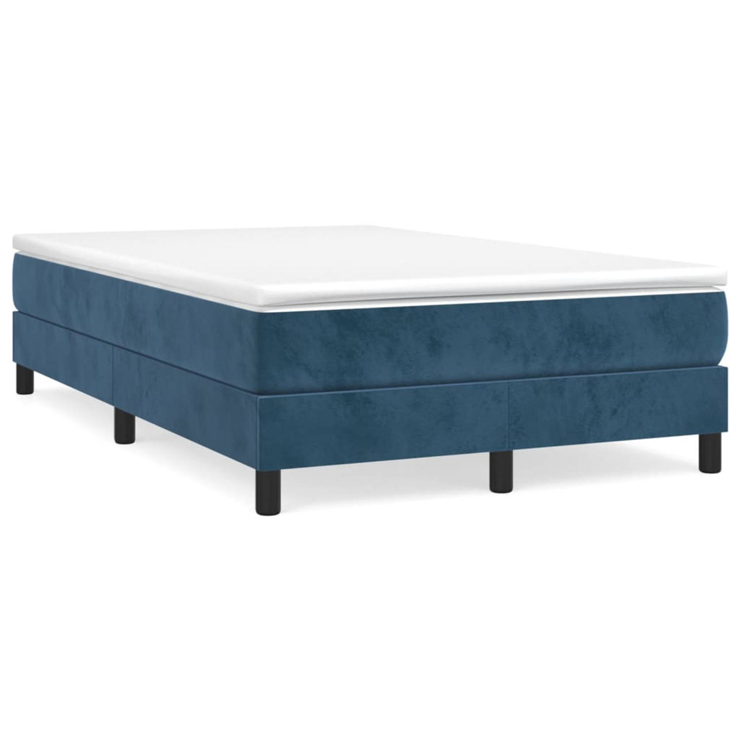 The Living Store Boxspringframe fluweel donkerblauw 120x200 cm - Bed
