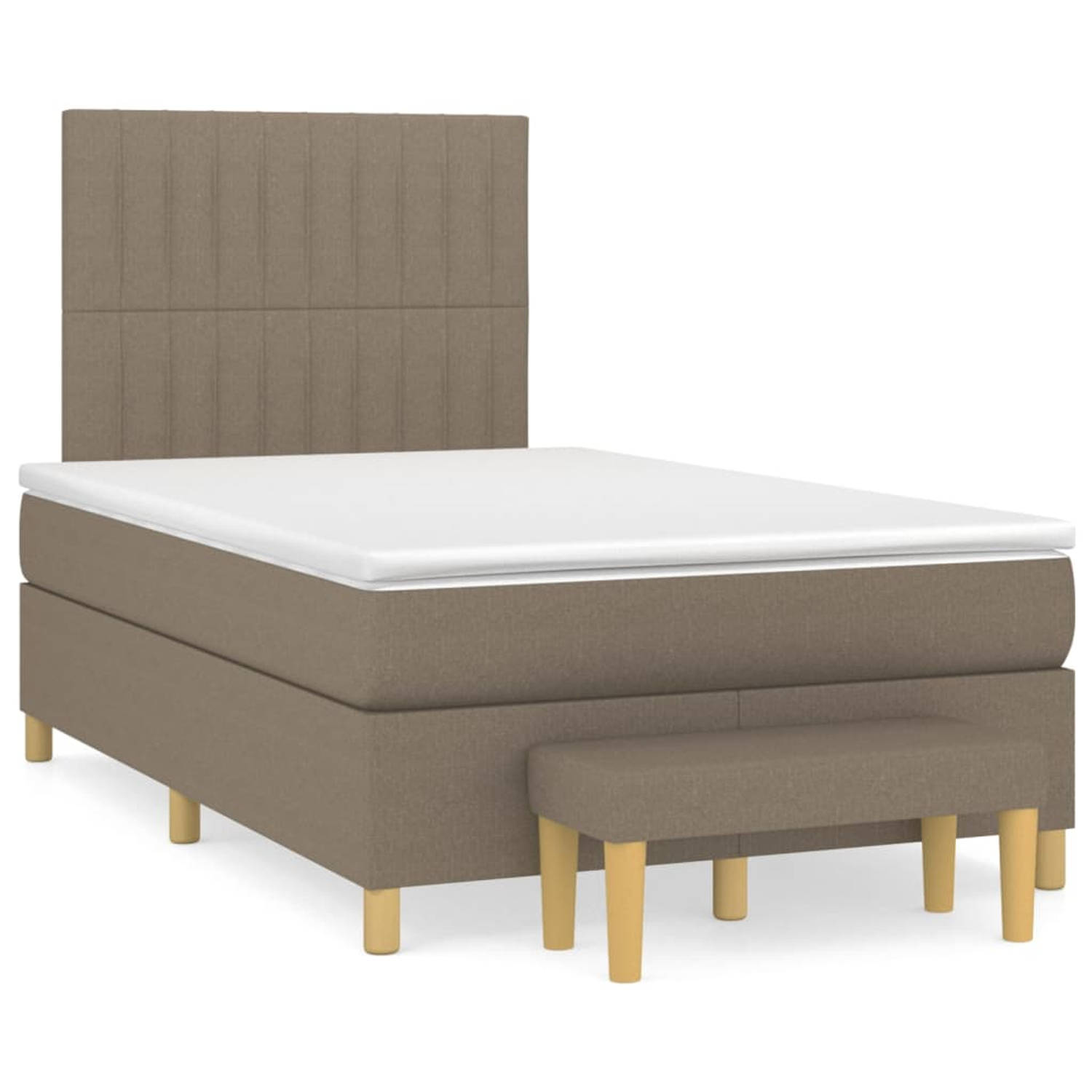The Living Store Boxspringbed - Comfort - Bed - 203 x 120 x 118/128 cm - Taupe