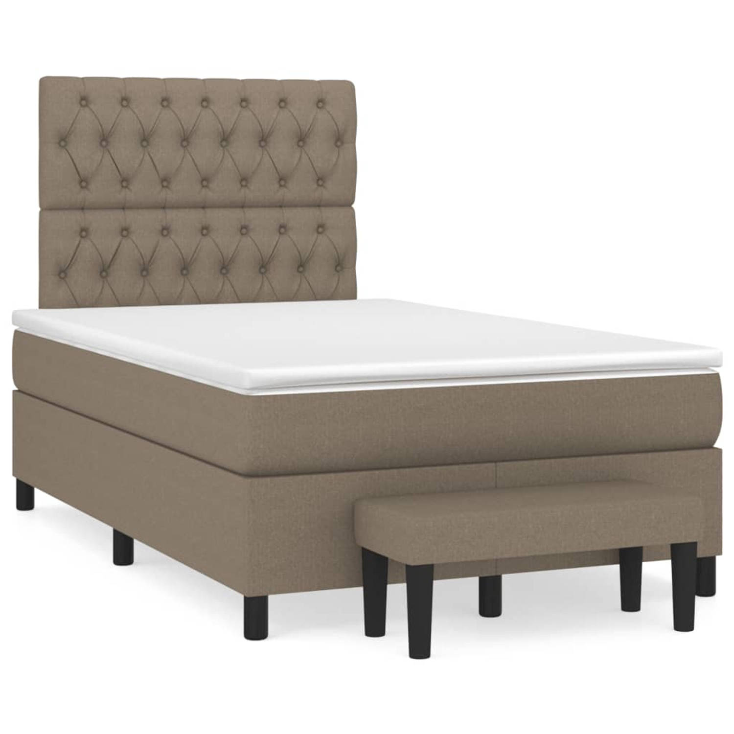 The Living Store Boxspring met matras stof taupe 120x200 cm - Boxspring - Boxsprings - Pocketveringbed - Bed - Slaapmeubel - Boxspringbed - Boxspring Bed - Eenpersoonsbed - Bed Met
