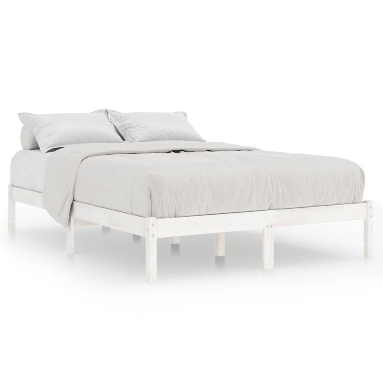 The Living Store Bedframe massief grenenhout wit 140x200 cm - Bed