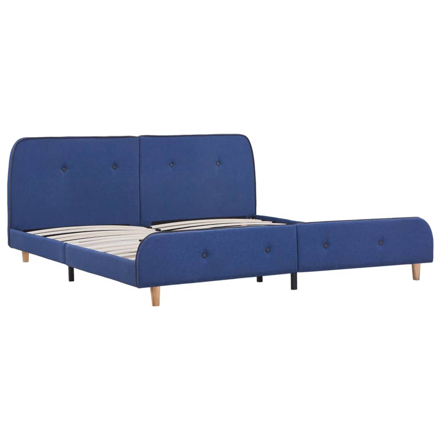 The Living Store Klassiek Bedframe - 208 x 166 x 81 cm - Blauw Hout en IJzer