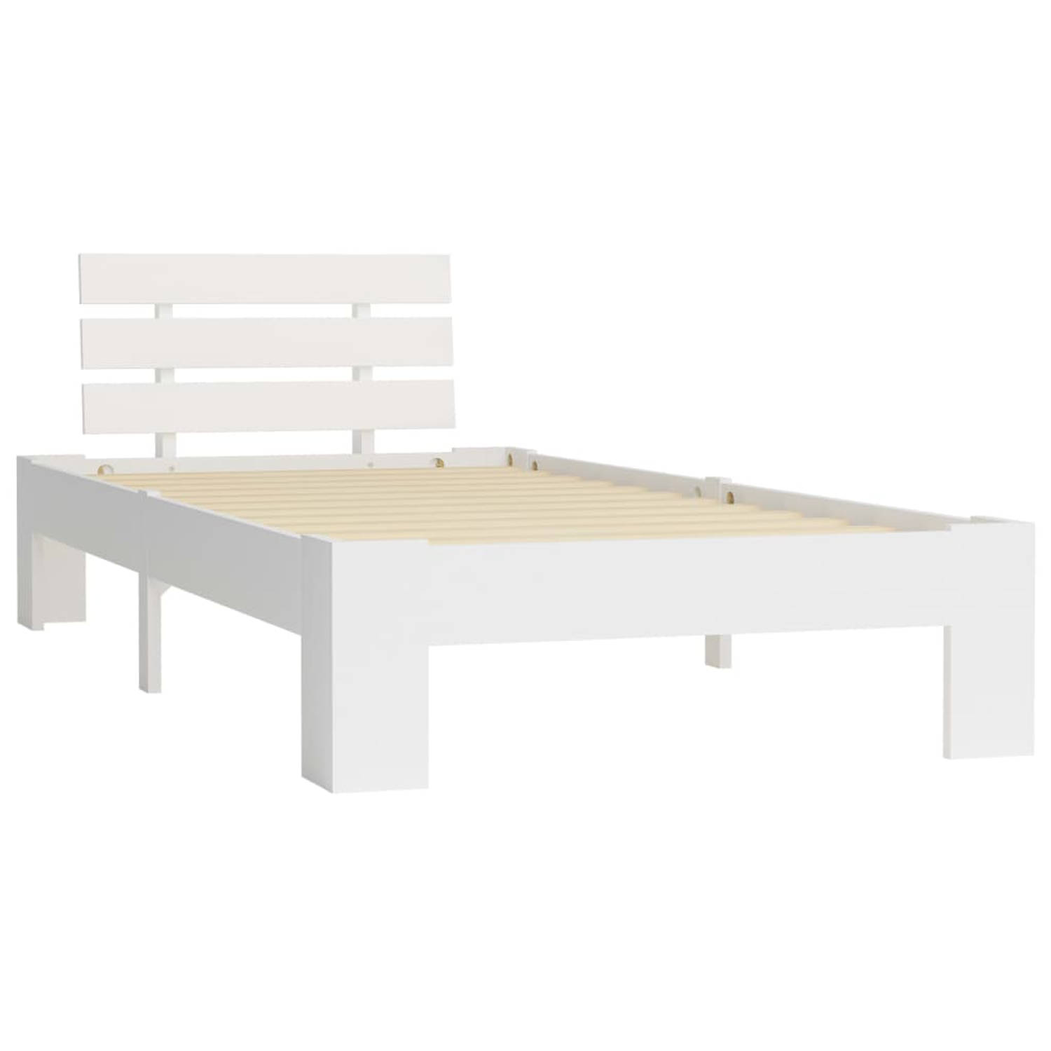 The Living Store Bedframe massief grenenhout wit 100x200 cm - Bed