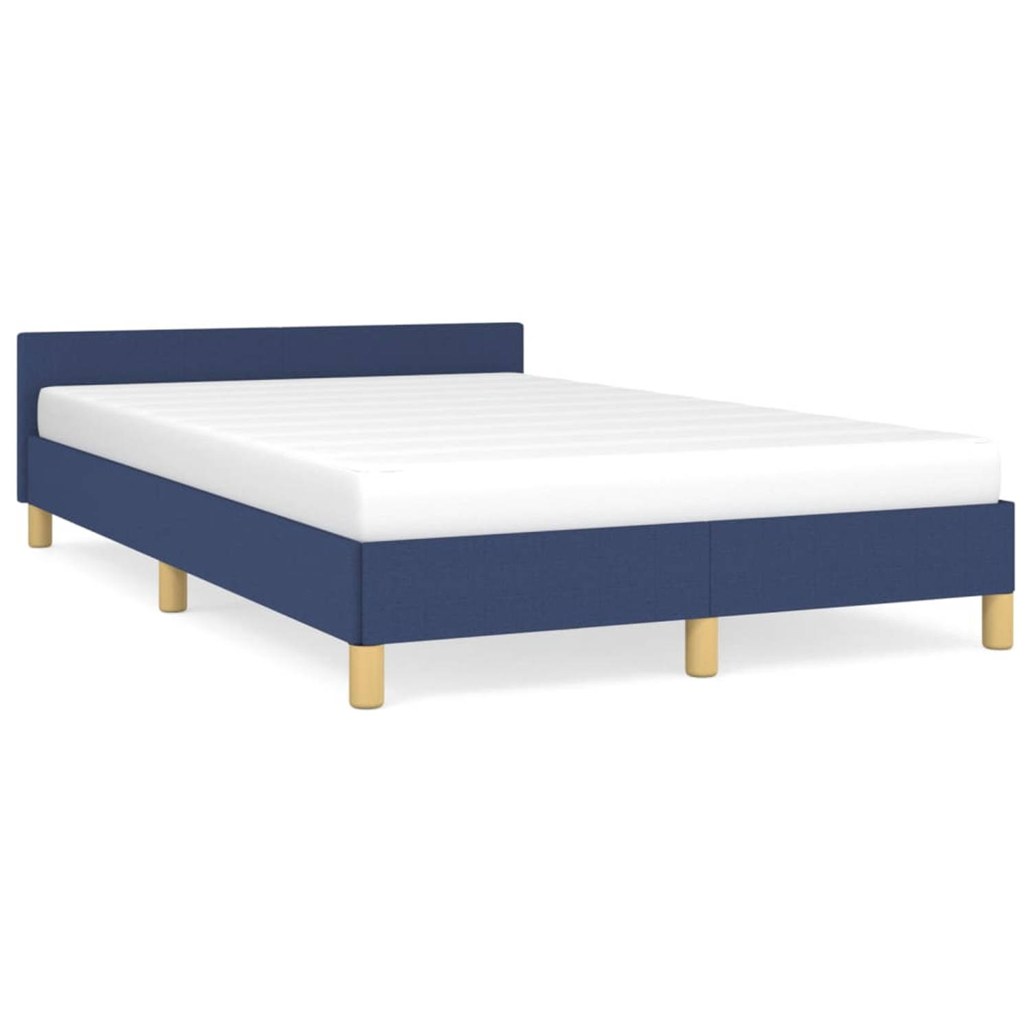 The Living Store Bedframe met hoofdeinde stof blauw 120x200 cm - Bedframe Met Hoofdeinde - Bedframes Met Hoofdeindes - Bed - Slaapmeubel - Ledikant - Bedbodem - Tweepersoonsbed - B