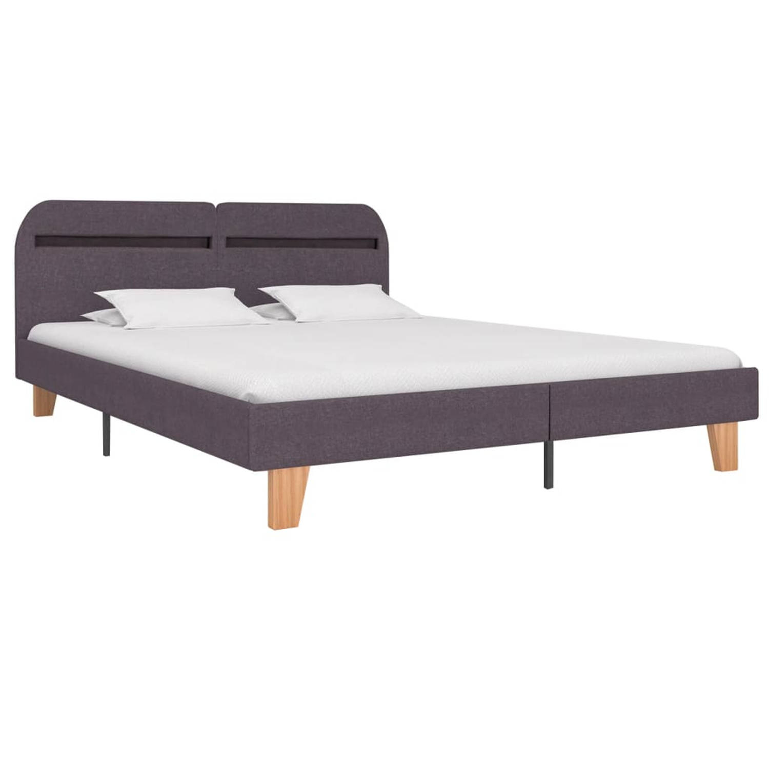 The Living Store Bedframe met LED stof taupe 160x200 cm - Bed