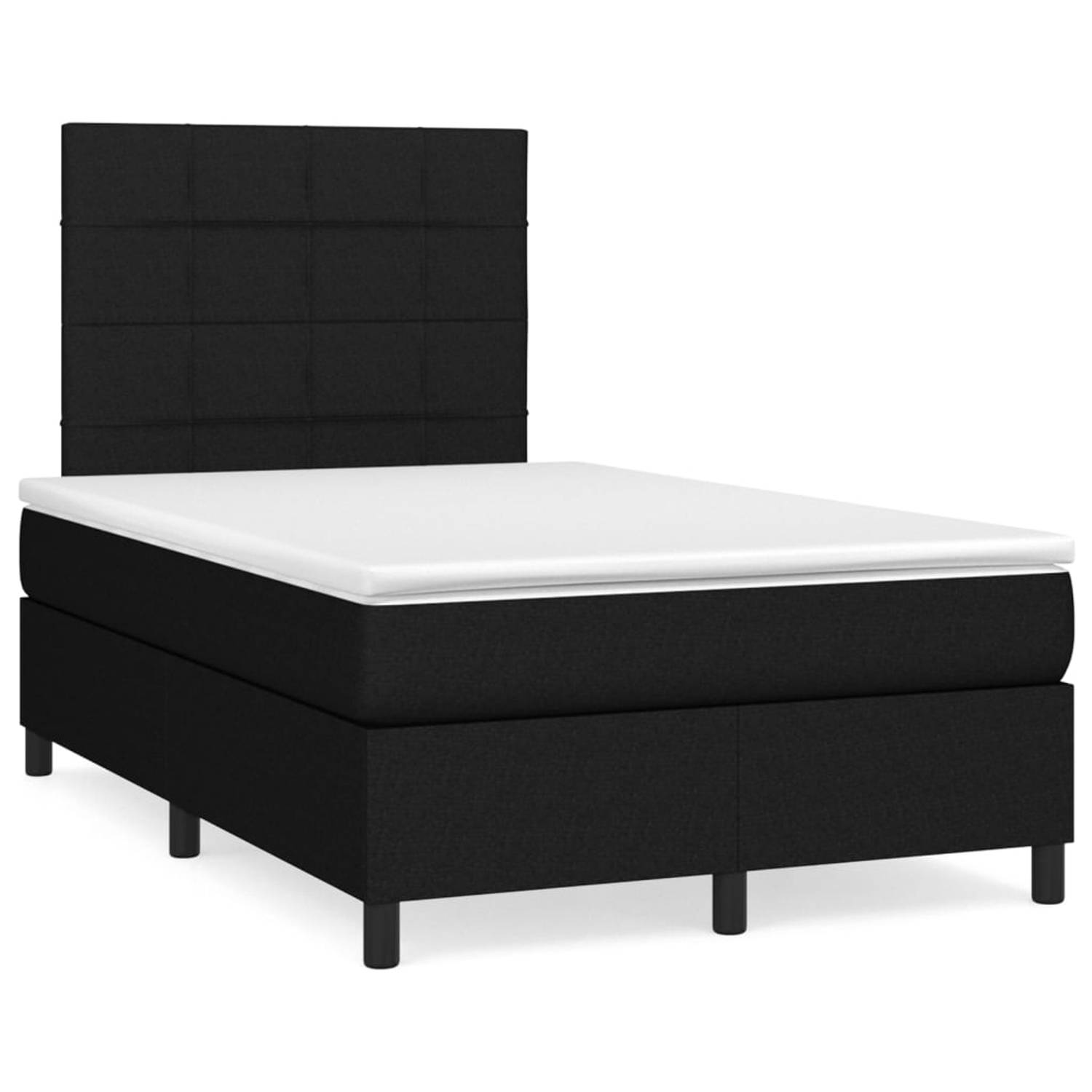 The Living Store Boxspring met matras stof zwart 120x200 cm - Bed