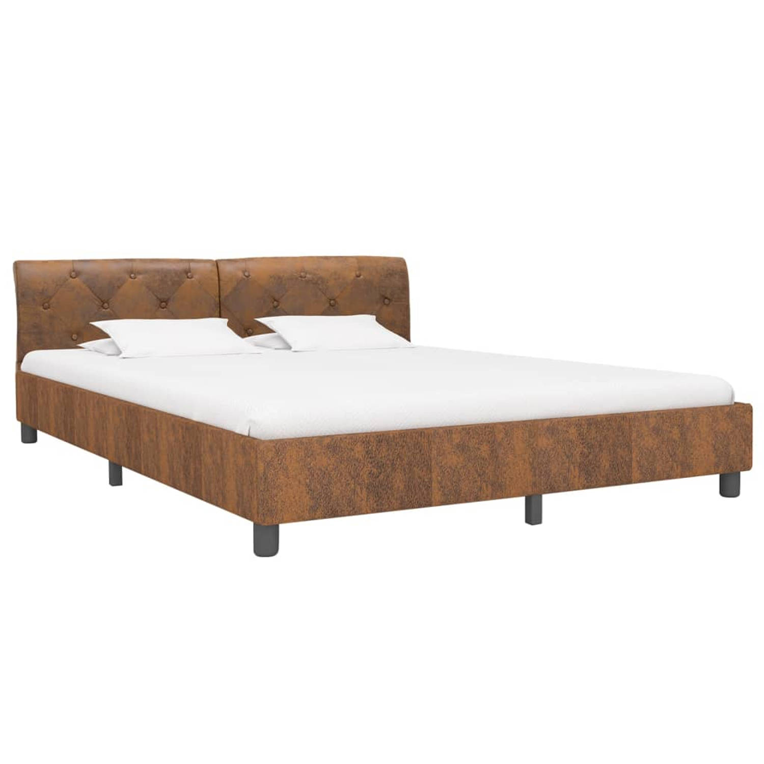 The Living Store Klassiek Bedframe - Bruin - 212 x 184 x 64 cm - Geschikt voor 180 x 200 cm Matras