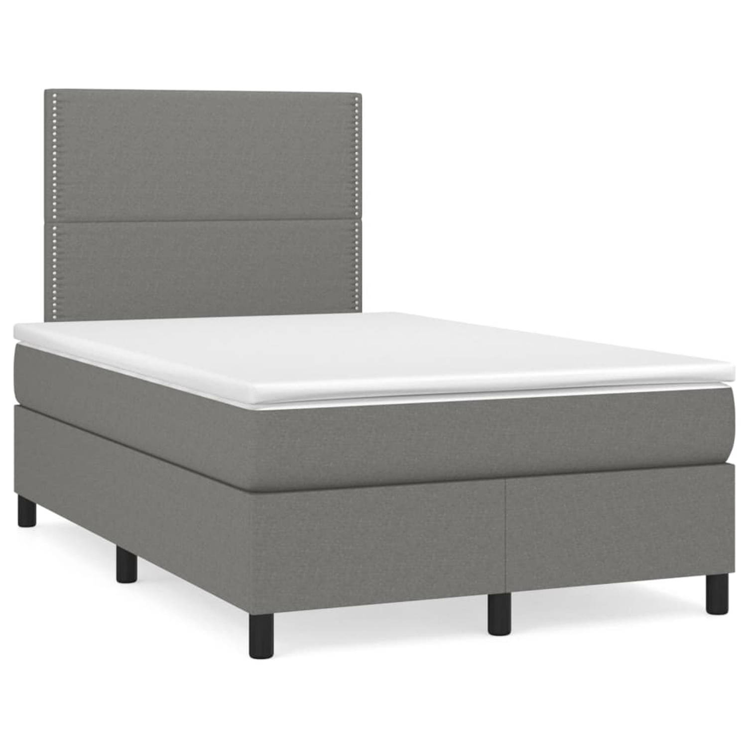 The Living Store Boxspring met matras stof donkergrijs 120x200 cm - Boxspring - Boxsprings - Bed - Slaapmeubel - Boxspringbed - Boxspring Bed - Tweepersoonsbed - Bed Met Matras - B