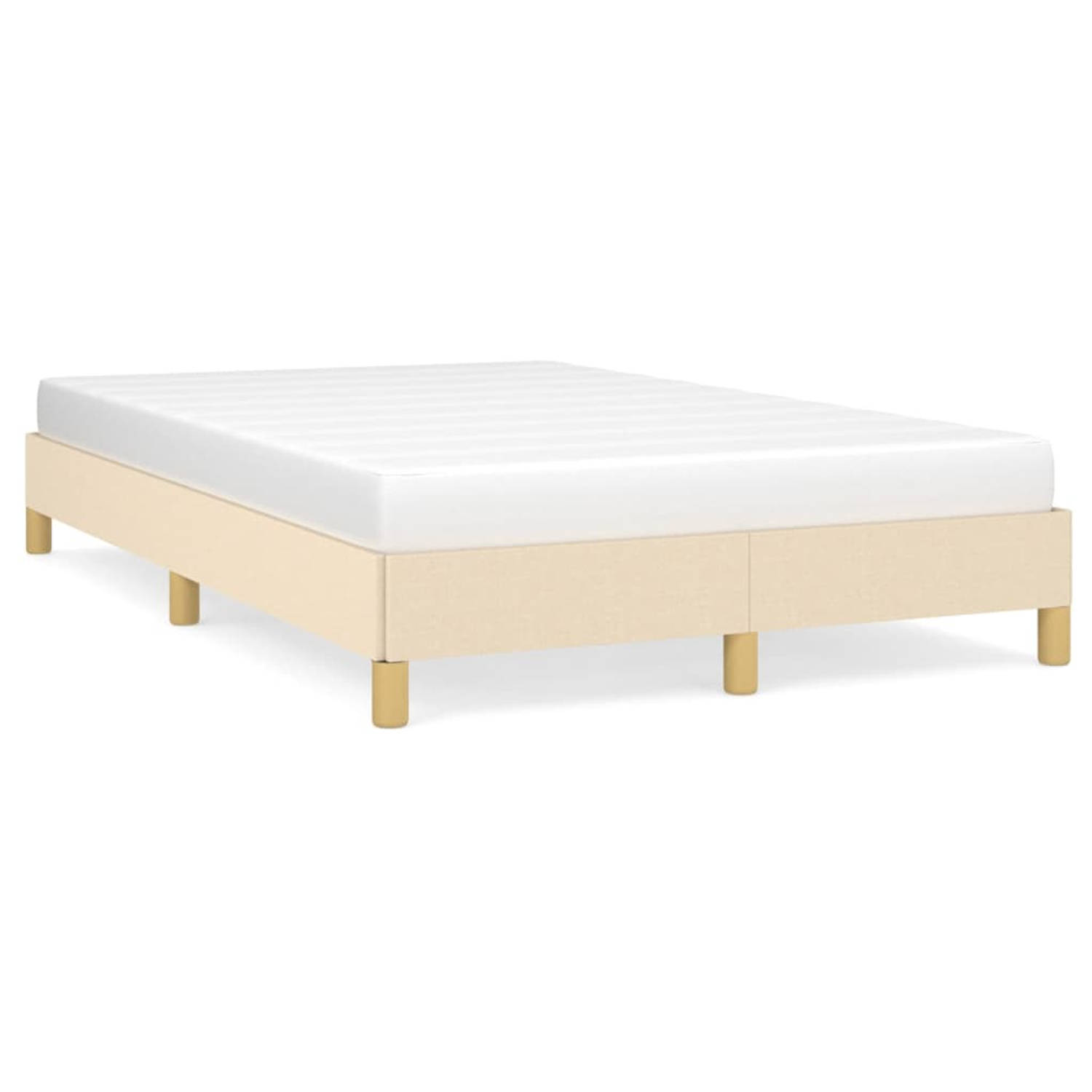 The Living Store Bedframe stof crèmekleurig 120x200 cm - Bedframe - Bedframe - Bed - Slaapmeubel - Ledikant - Bedbodem - Tweepersoonsbed - Bedden - Slaapmeubels - Slaapmeubelen - L